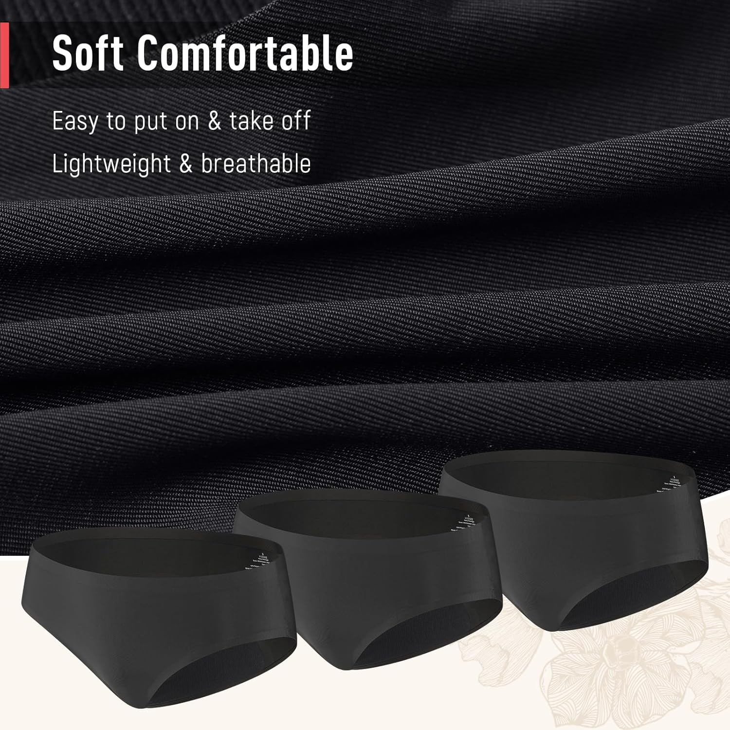 3pk Incontinence Underwear for Women 100ml Absorbency Leak Proof Underwear for Women Washable Womens Incontinence Panties for Incontinence Postpartum Bladder Leakage Protective Briefs Black-L - Image 5