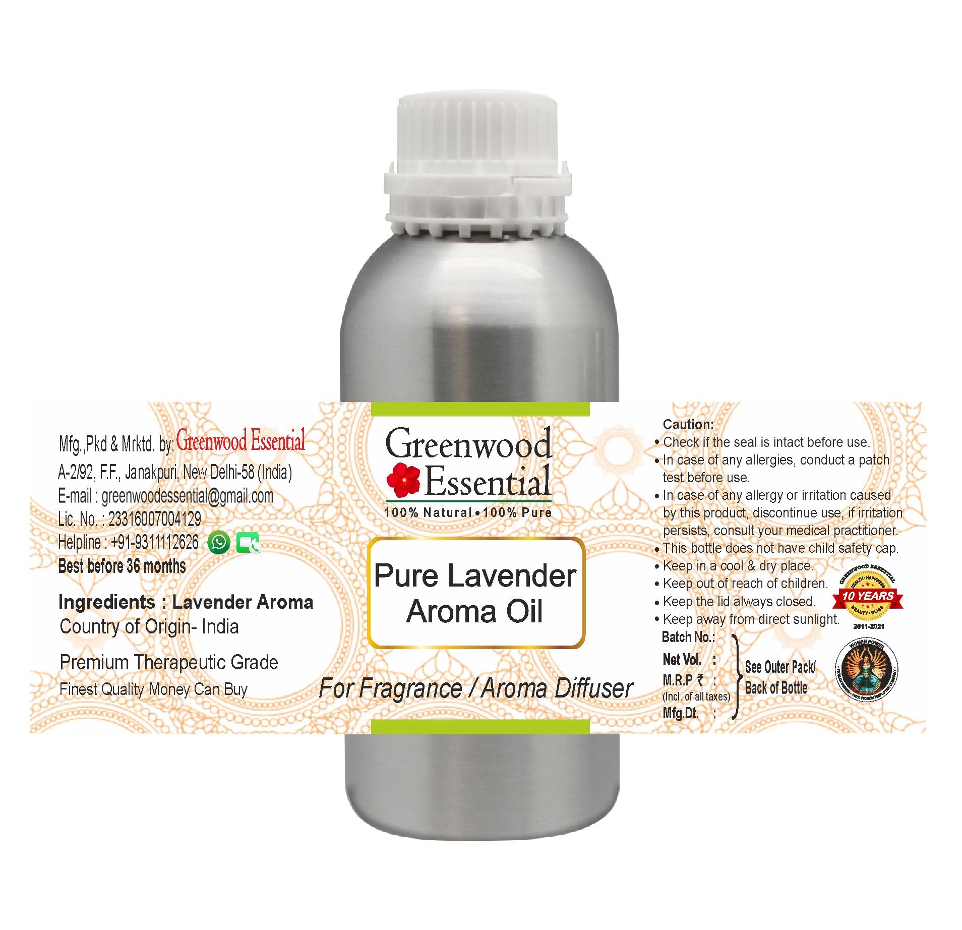 Greenwood Essential Naturreine Lavendel Aroma öl (geeignet für Aroma Diffuser) Naturreine therapeutische Qualität 1250ml (42 oz)
