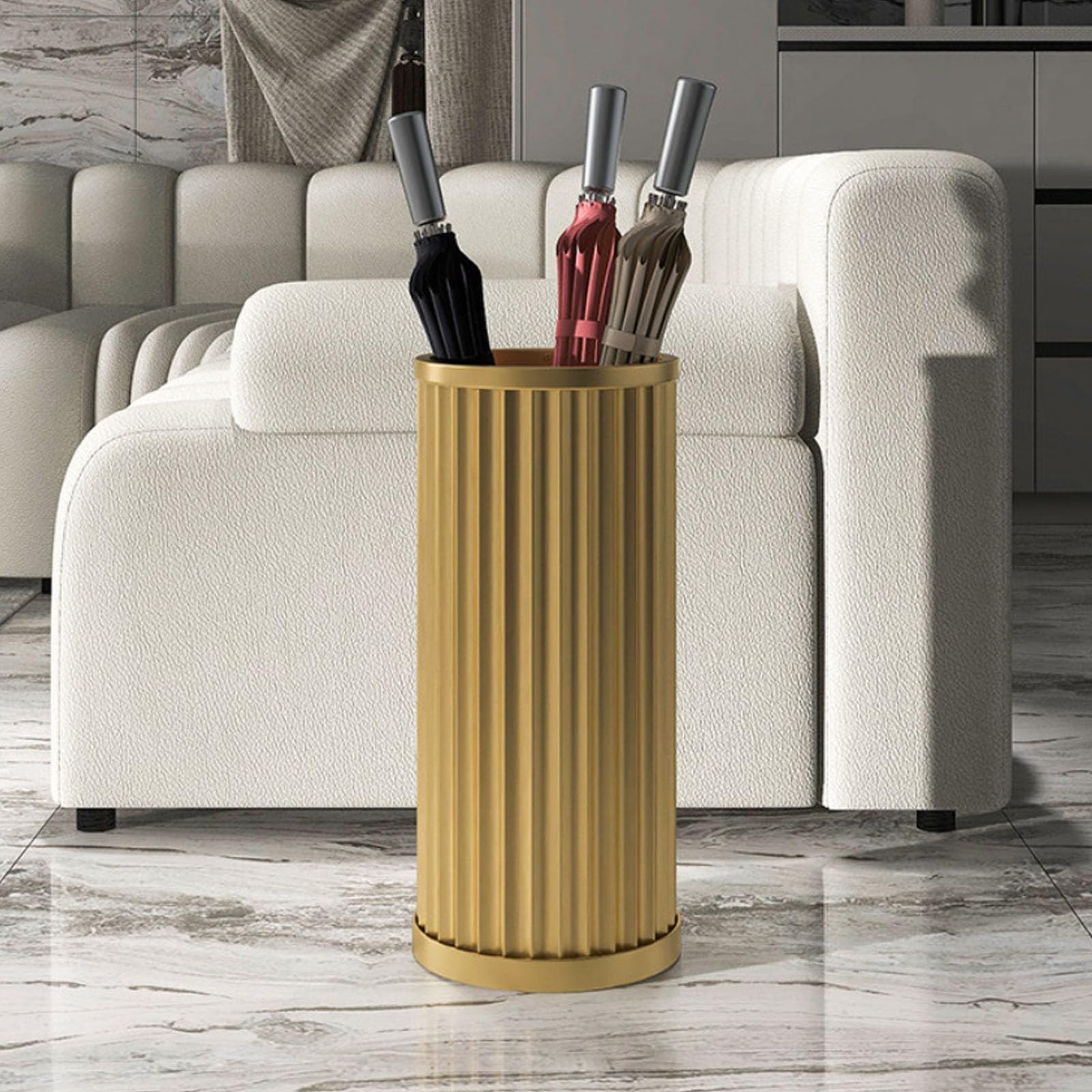 Porte-Parapluies en Métal avec Bac Amovible Organiseur Cannelé pour Entrée