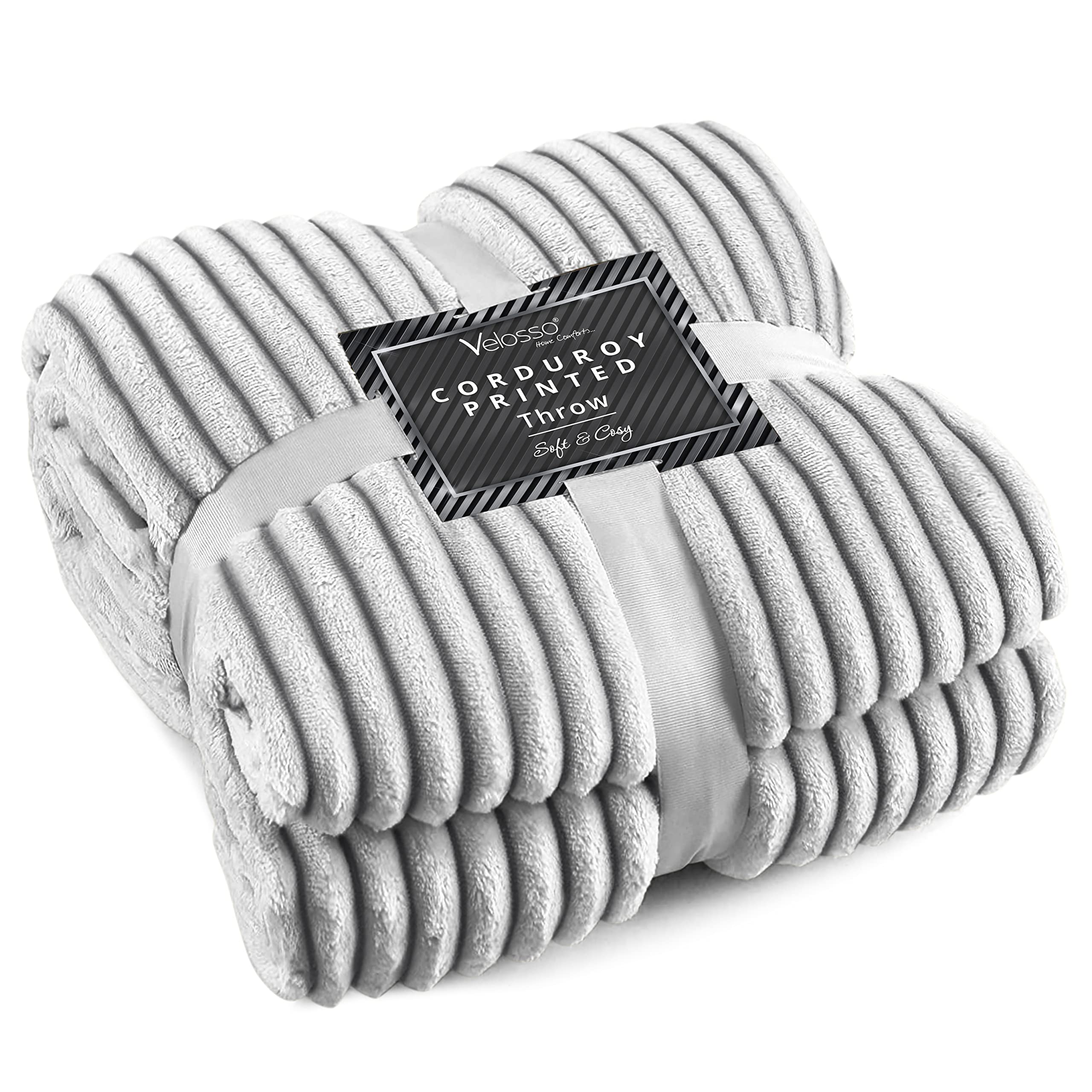 Velosso Chunky Cord Ribbed Soft Thermal Soft Touch Blanket for Bed Couch Chair Throwover Stripe Warm All Seasons (Charcoal Grey, 150x200cms)