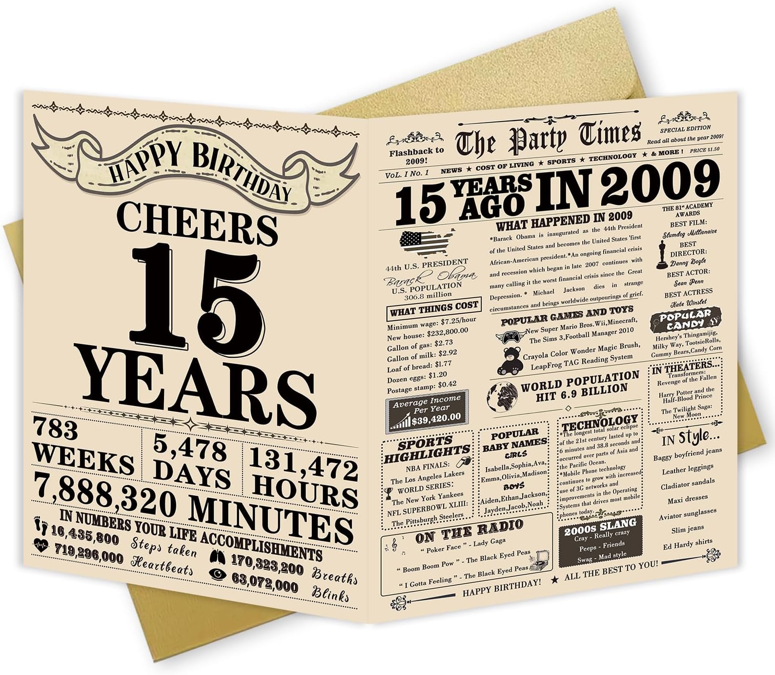 DEGASKEN 15th Birthday Card for Son Happy Birthday Gifts for 15 Year Old Son