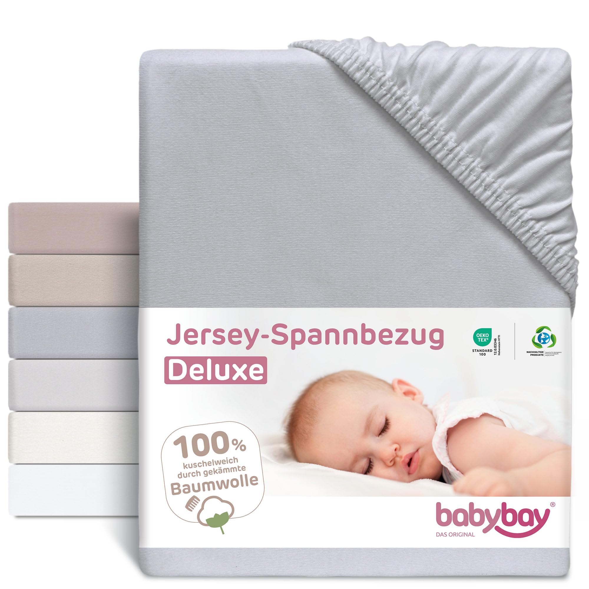 Babybay Jersey Cover for bedside sleeper Cot, Grey