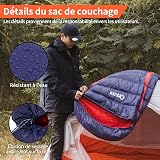 QEZER Sac de Couchage en Duvet, Sac de Couchage ultraléger 3 Saisons avec Petit Emballage pour Adultes et Enfants, Camping et randonnée de Plein Air (Bleu) - 5