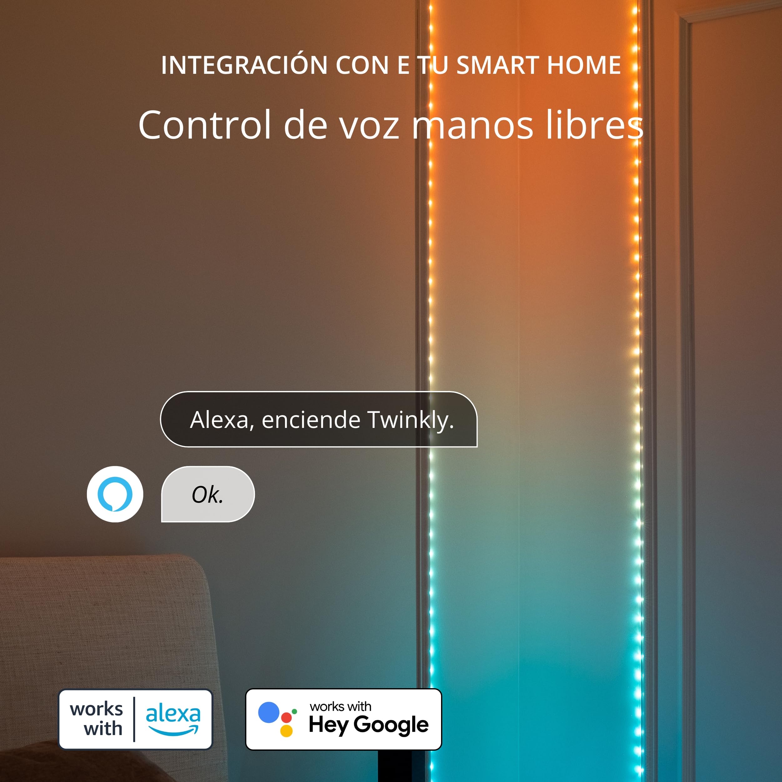 Twinkly Dots - Tira LED multicolor de 3 m, tira LED RGB flexible, compatible con Alexa y Google Home, luces de juegos, más de 16 m, alimentación por USB, control de aplicación, cable transparente, 60