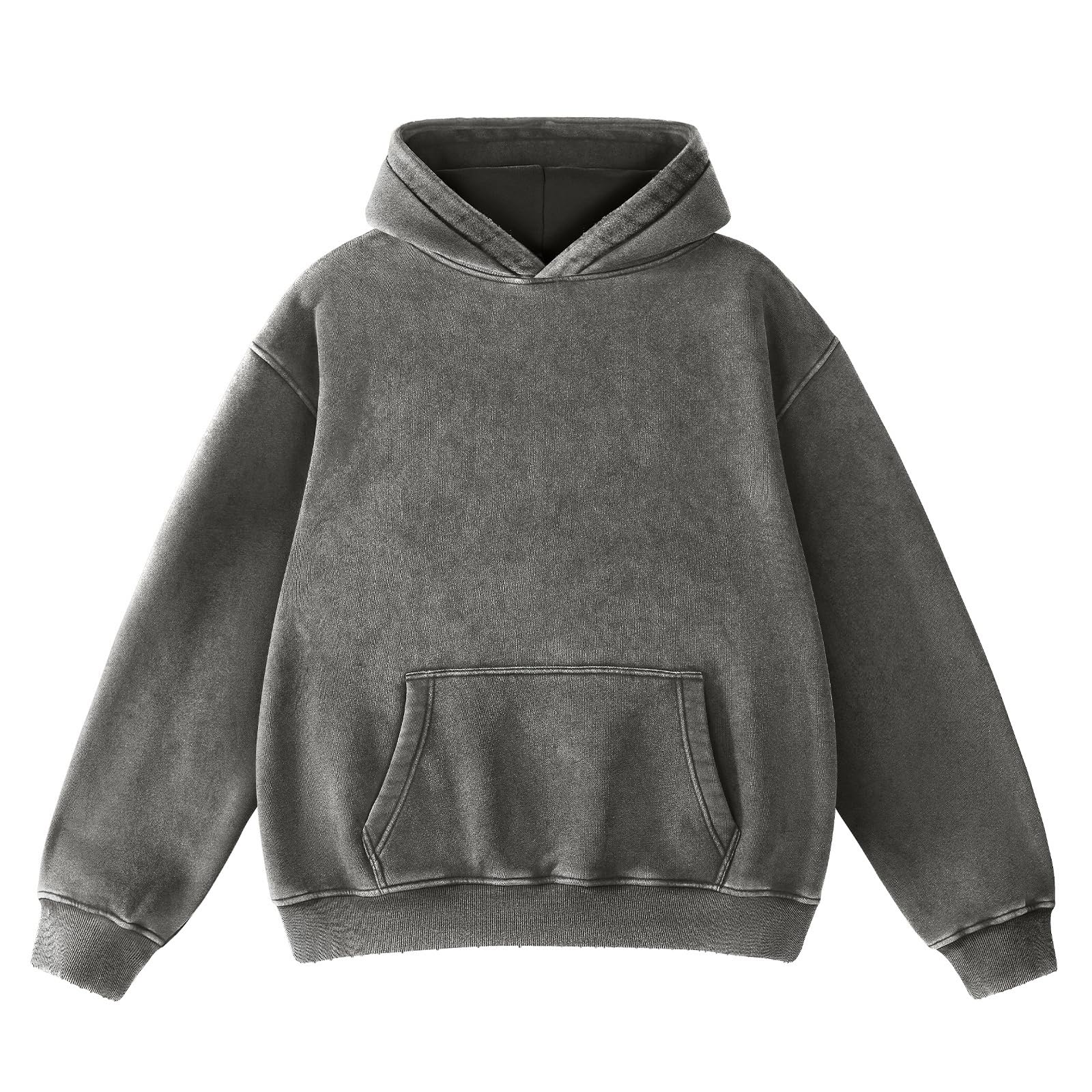 FAIABLE Mens Hoodies Oversized Unisex Acid Wash Hoodie Heavyweight Fleece Vintage Cotton Sweatshirt Men Women Streetwear