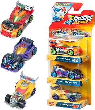 T-RACERS Mix ´N RACE 3 Pack – Pack of 3 collectible cars. Each car can be split in two with interchangeable parts and wheels. Pack 2/12