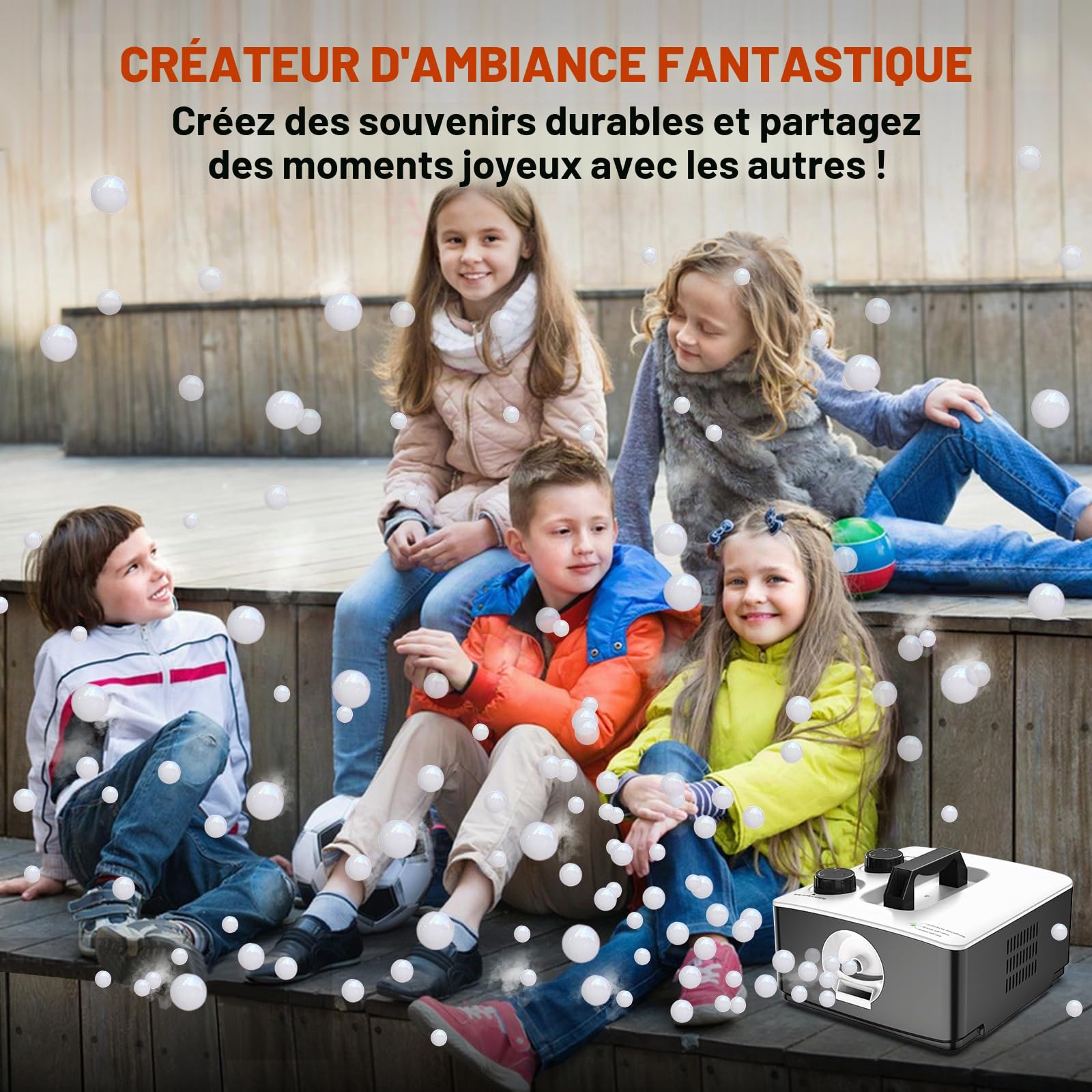Machine à bulles de fumée 350 W - Machine à bulles anti-éclaboussures - Fogger portable - Pour Halloween, Noël, fête, mariage, anniversaire, photographie