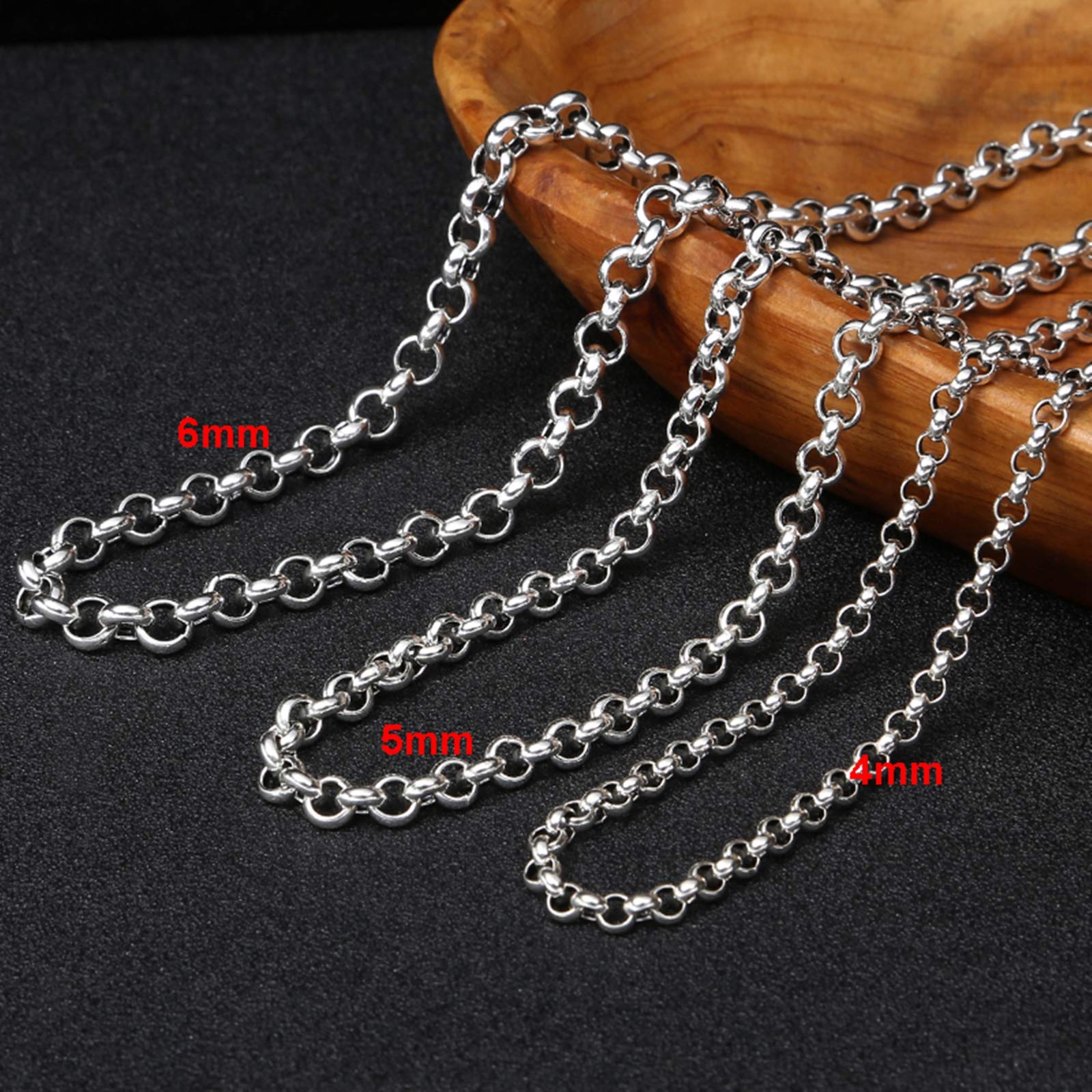 Beydodo Kette Männer Erbskette Kette 6 MM Breit 20 inch Halskette Sterling 925 Freundschaftskette Kette