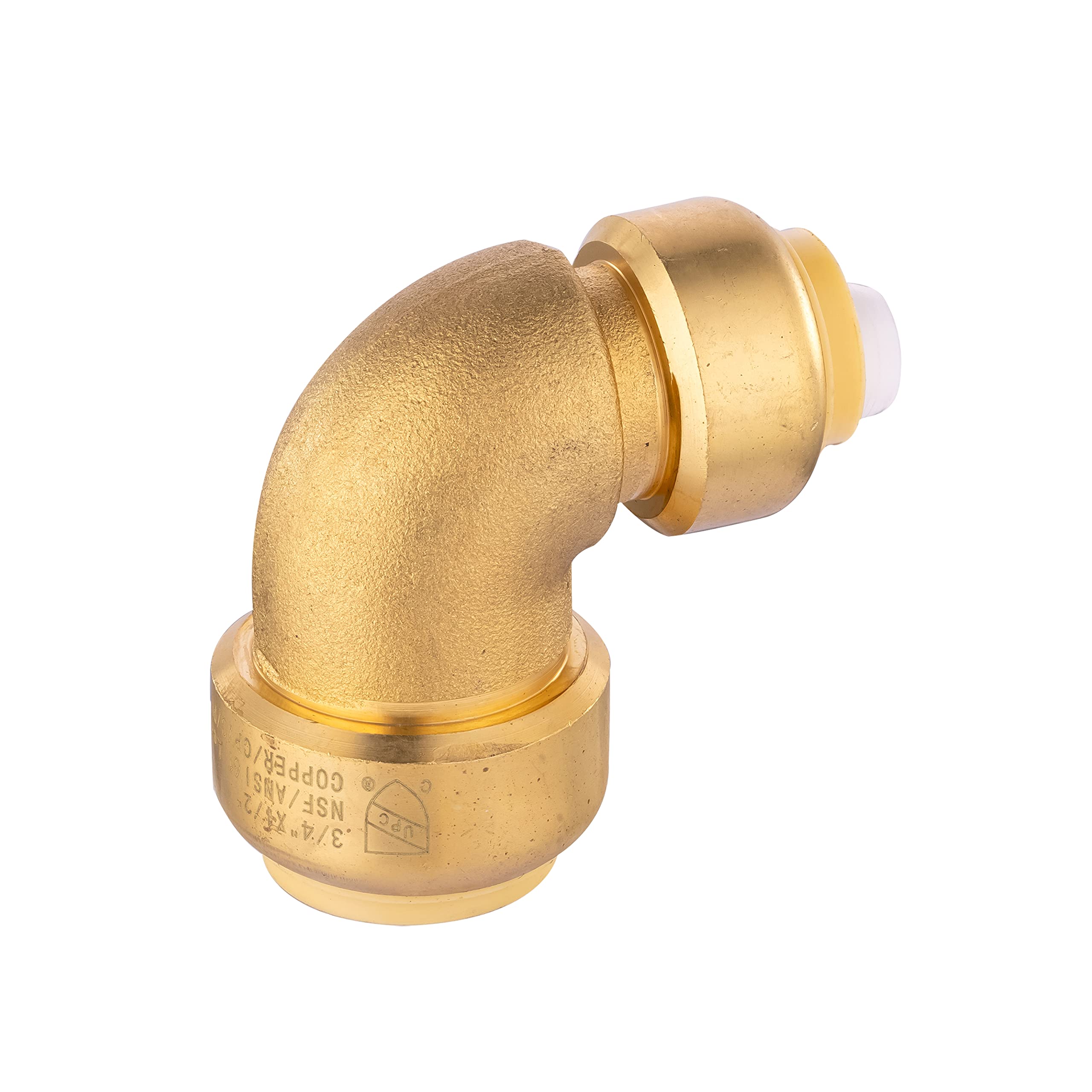 EFIELD PushFit - Codo reductor de 3/4 x 1/2 pulgadas, montaje de fontanería para cobre, PEX, CPVC con 2 clips de desconexión, sin plomo