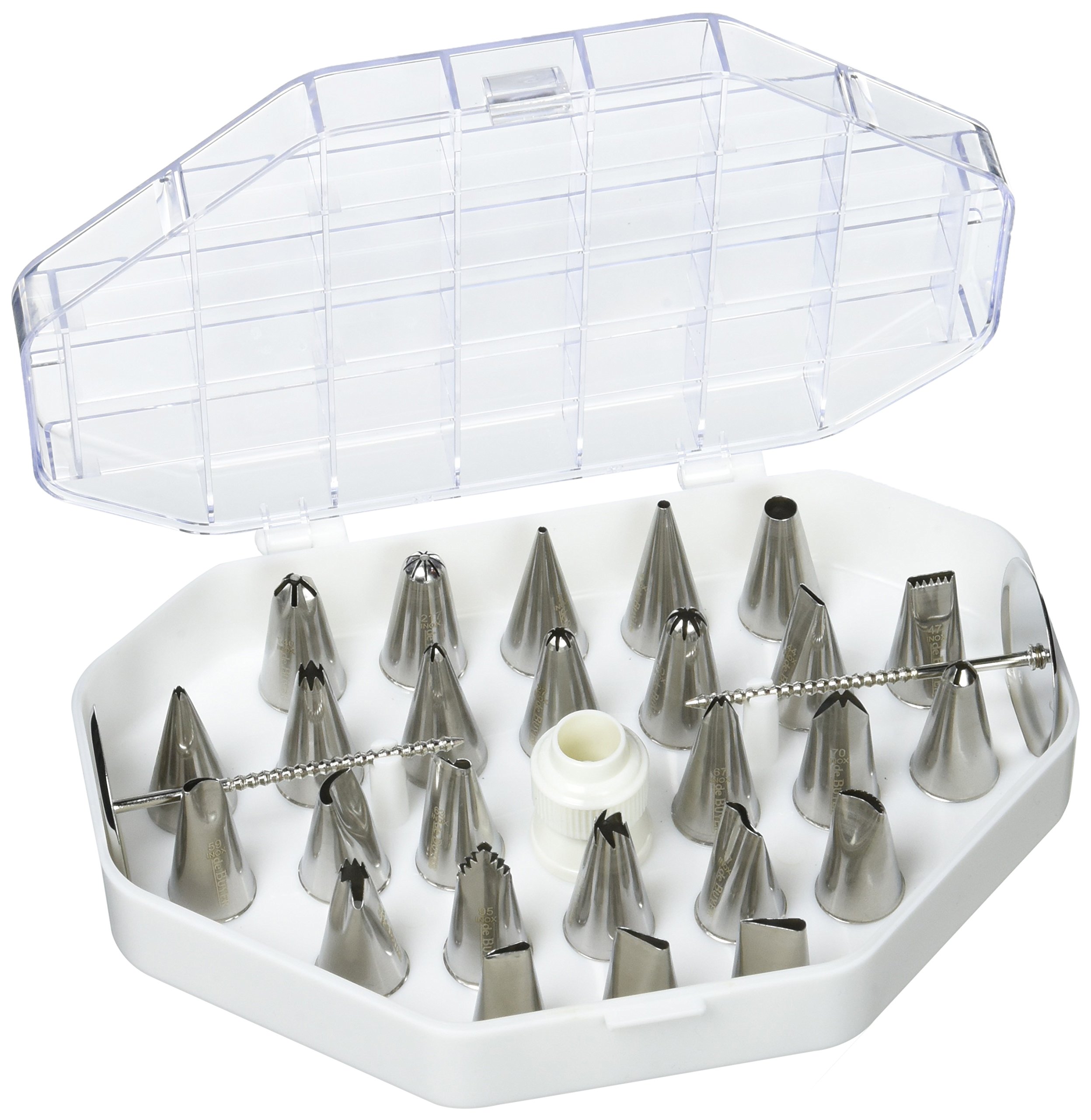 DE BUYER -2114.20 -coffrets 26 douilles inox+adaptateur & 4856.40N -poches patissieres reutilisables 40cm