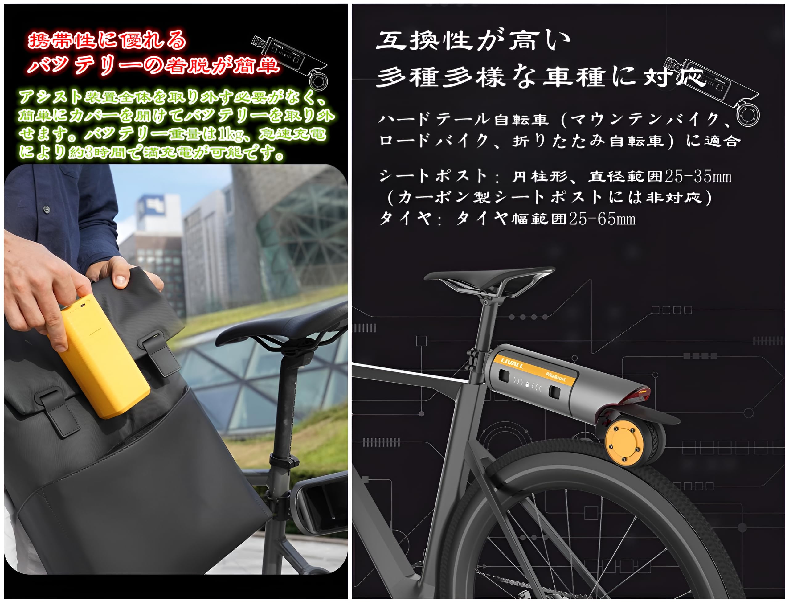 Amazon | 【最速アシスト25km/h】電動アシストキット 後付け 自転車用