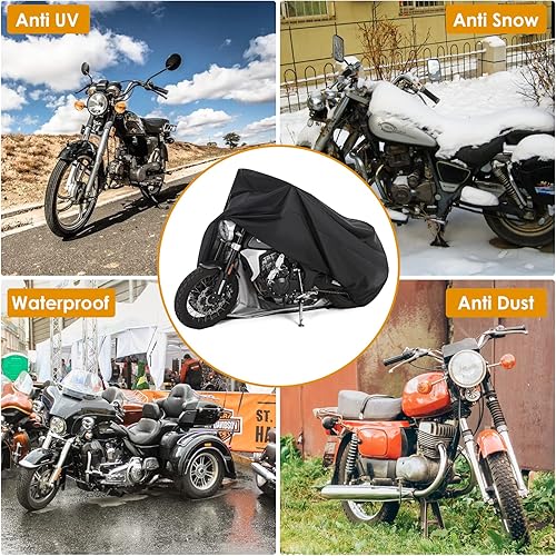 Miniatura 6 de Funda universal para motocicleta para todas las estaciones impermeable con agujeros de bloqueo y bolsa de almacenamiento funda para motocicleta XXL