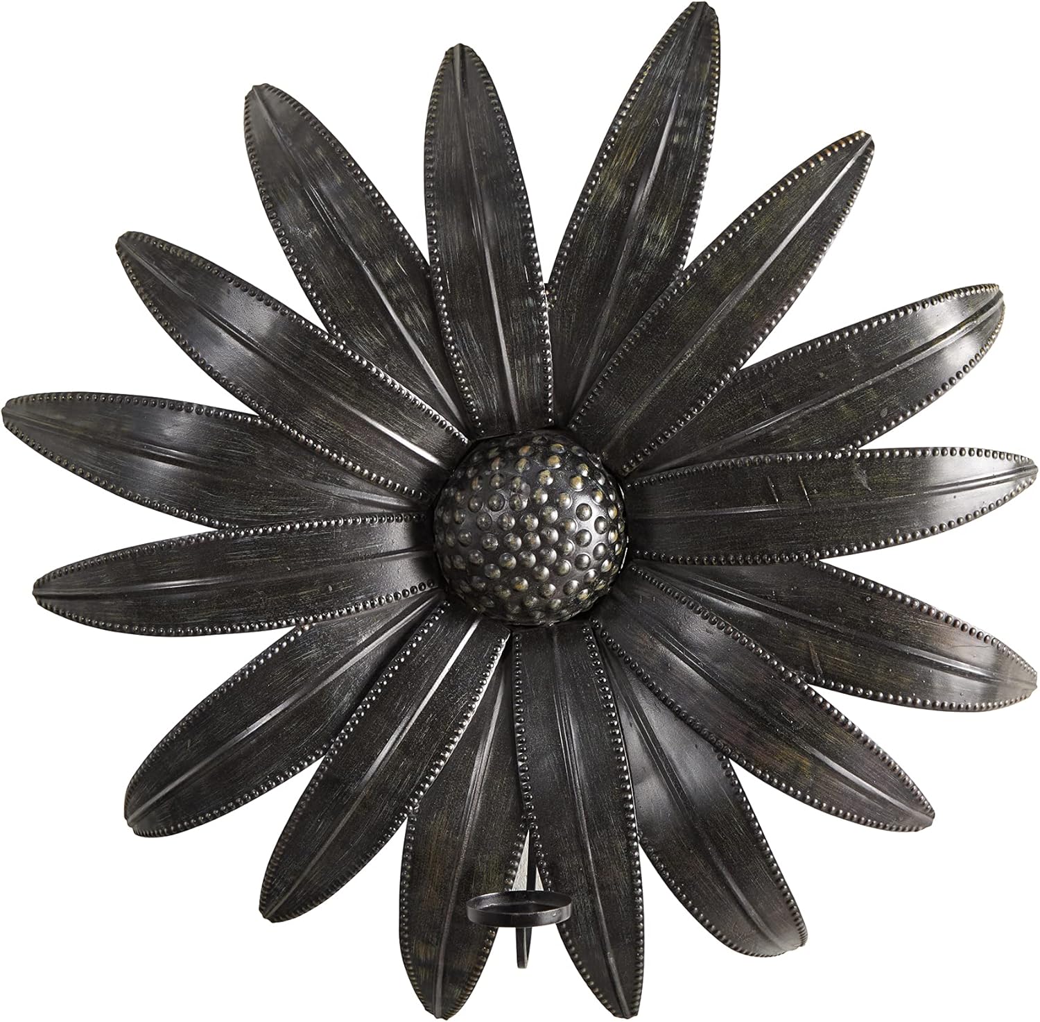 Nearly Natural 30in. x 30in. Brushed Metal Daisy Flower Sconce Candle Holder Wall Art Decor