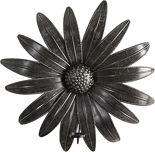 30in. x 30in. Brushed Metal Daisy Flower Sconce Candle Holder Wall Art Decor