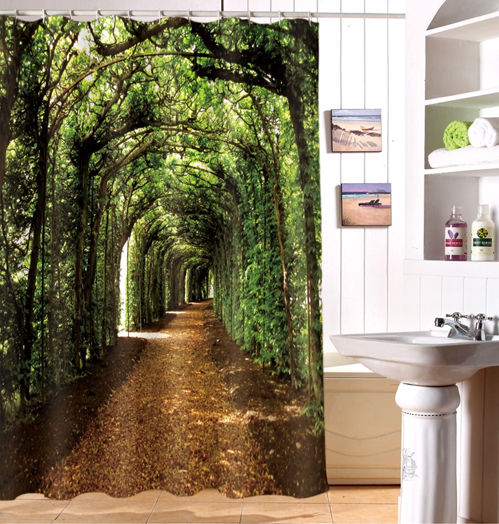 Rideau de douche japonais pour créer une ambiance de spa nature à la maison