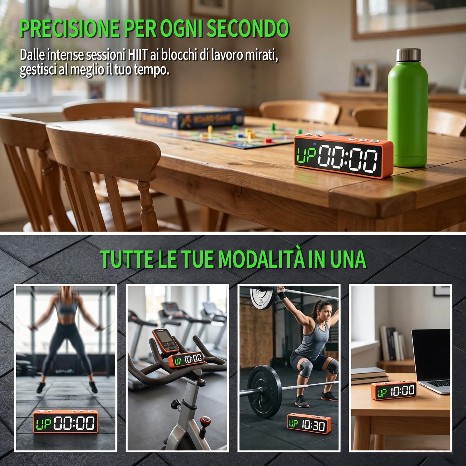 Timer da Palestra, Cronometro Sportivo Portatile, Forte Magnete, Timer a Intervalli, Batteria Potente, 12/24H Orologio da Parete Digitale con Conto alla Rovescia per Casa Palestra