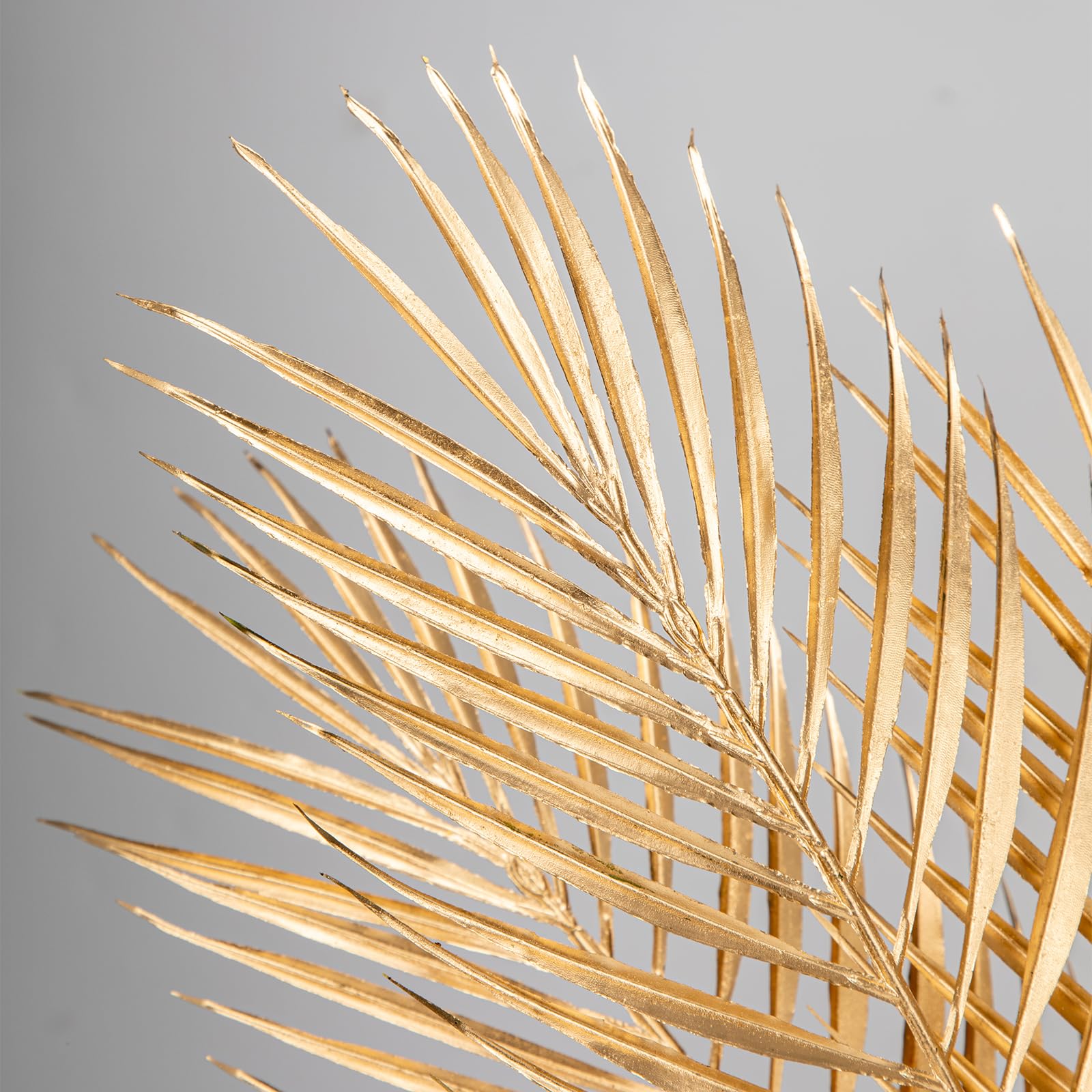 Hollyone 6 pezzi di foglie di palma artificiali, pianta artificiale Areca, rami di palma, 76 cm, foglie di palma dorate, foglie tropicali per composizioni floreali fai da te, matrimoni, feste