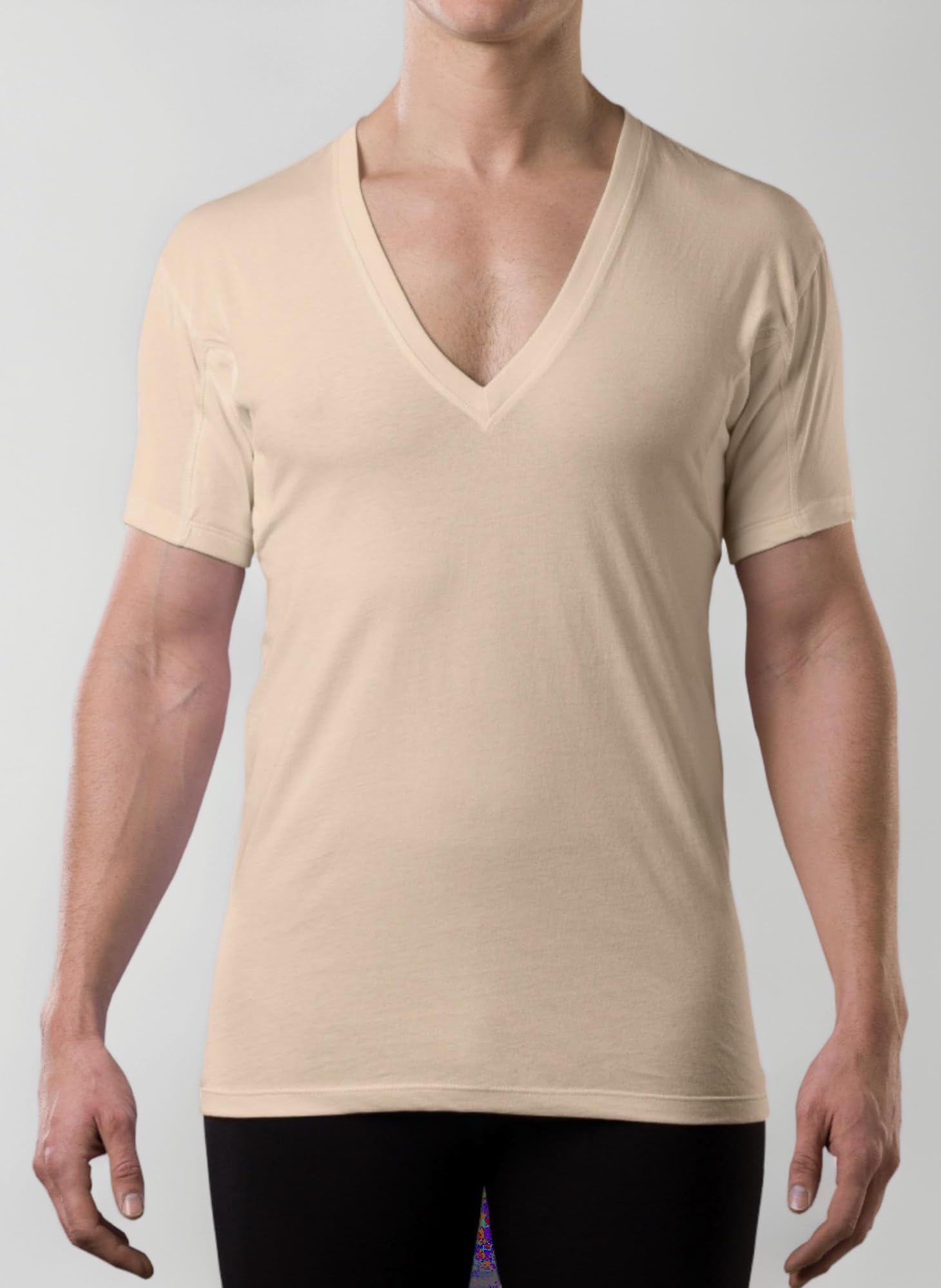The Thompson Tee Men's Sweatproof Undershirt | Cotton Deep V Neck | Original Fit | with Sweat Pads