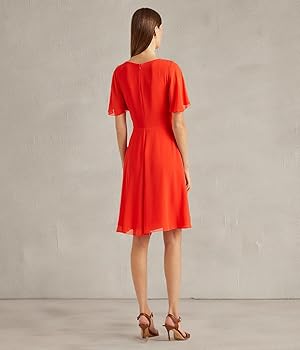 【Ralph Lauren】Flutter-Sleeve Fit & Flare Dress☆ワンピース Ralph Lauren】Flutter-Sleeve Fit & Flare Dress☆ワンピース