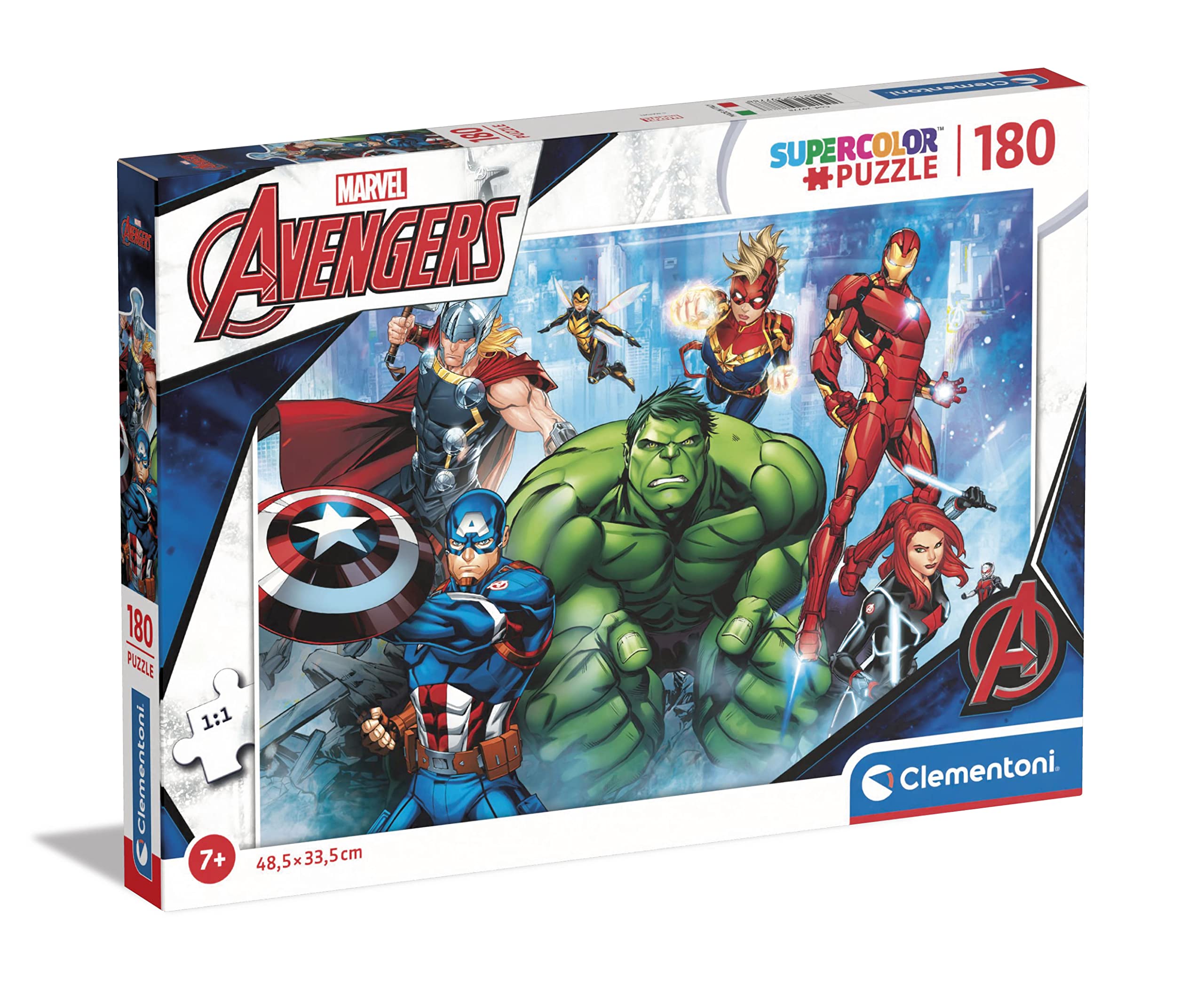 Clementoni - 29778 - Supercolor Puzzle Marvel Avengers - 180 Pieces - Jigsaw Puzzle For Kids Age 7