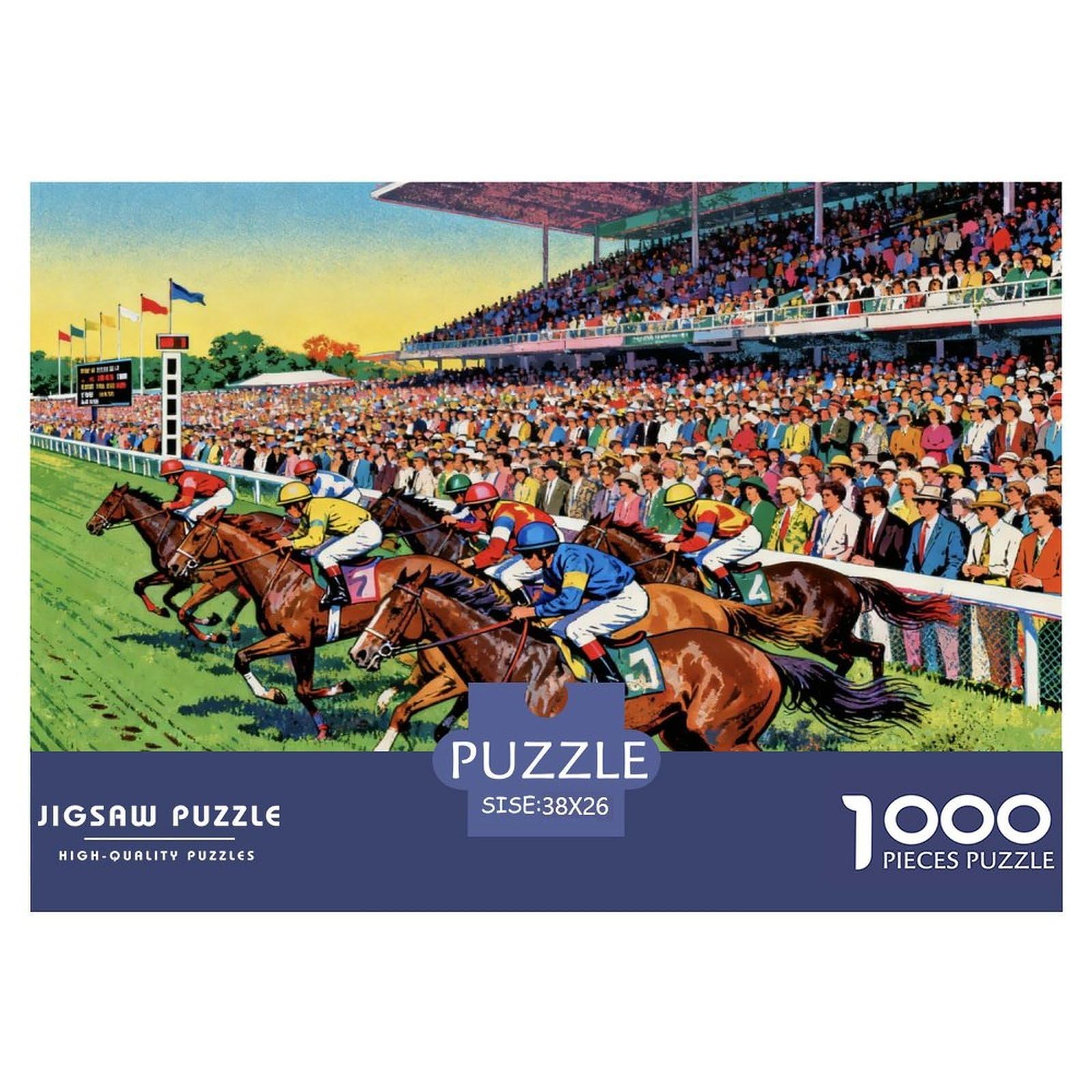 Horse Racing Wooden Jigsaw Puzzle Waterproof 1000 Piece Puzzles for Adults Gifts Challenging And Brainteasing Home Decoration