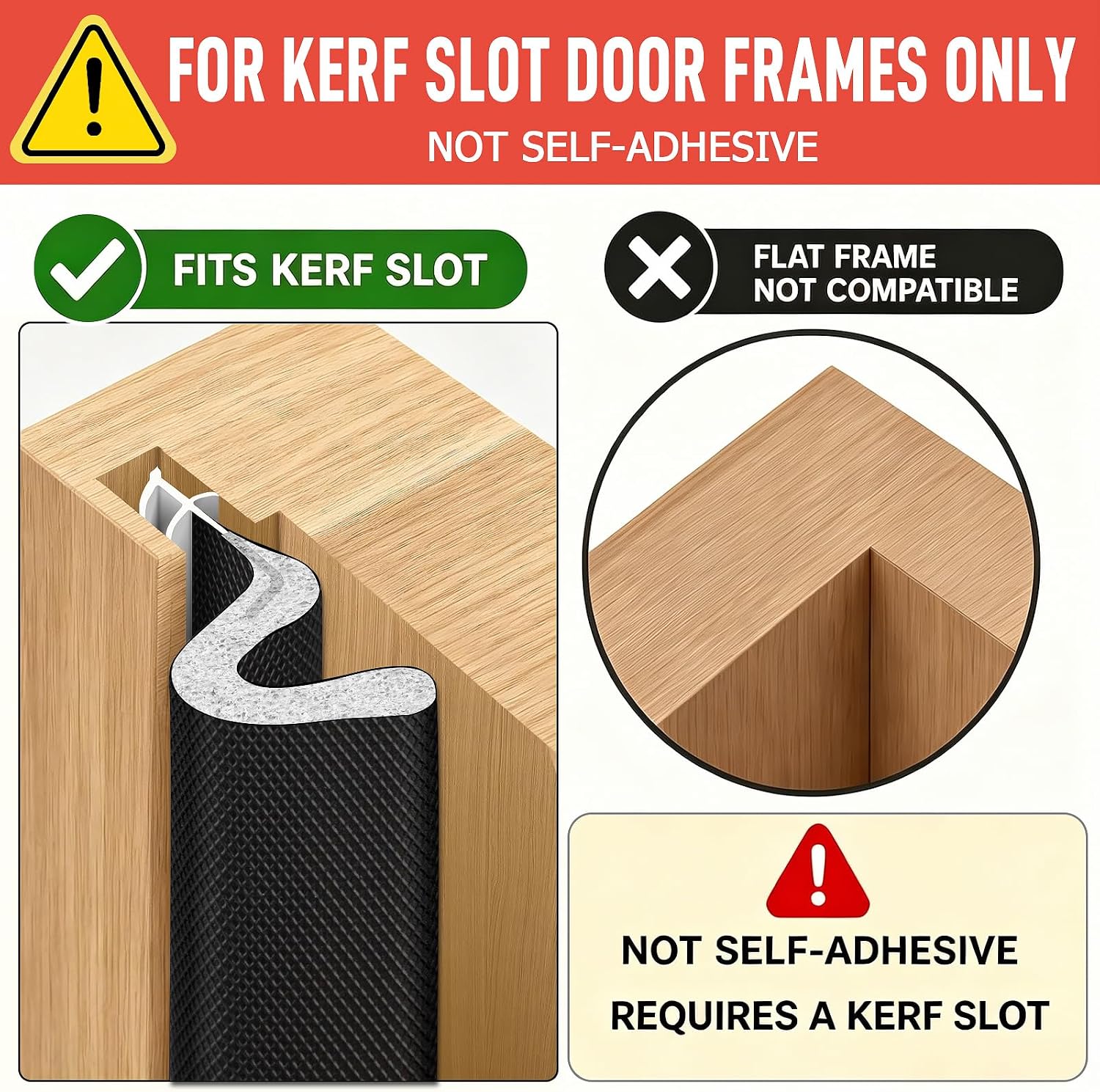 Litaibai 40 ft Kerf Weather Stripping Door Seal for Exterior Doors, Black image 2