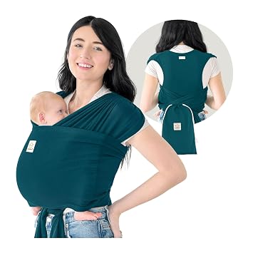 KeaBabies Baby Wrap Carrier Ring Sling - Easy to Wear, Adjustable D-Lite Baby Carrier Newborn to Toddler, Infant Carrying Shirt, Hands Free Bonding, Breathable Fabric Wearing Wrap Peacock Green