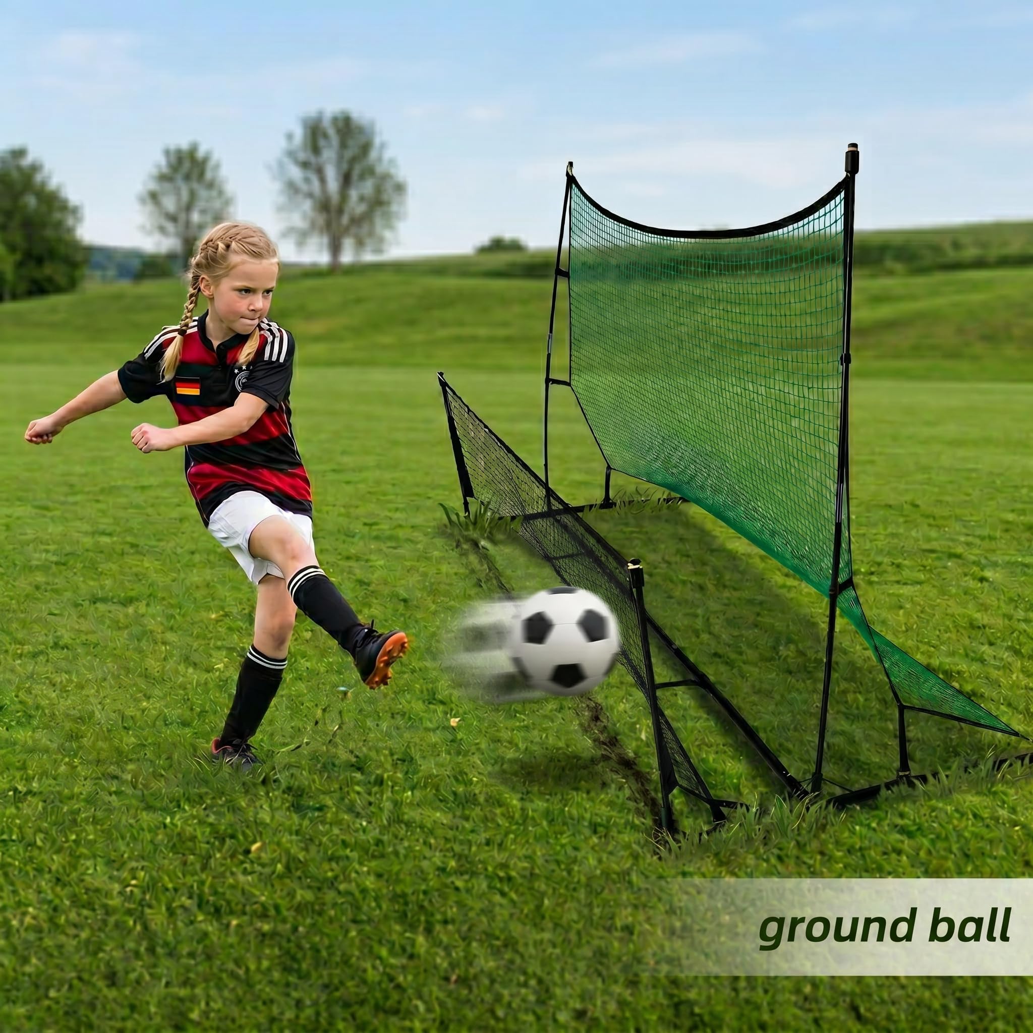 Kapler Fußball Rebounder Netz 2-in-1 Fußballtor für Garten & Training: Robuster Stahlrahmen - Tragbare Fußball Rebound Wand & Kickbacknetz für Kinder & Erwachsene