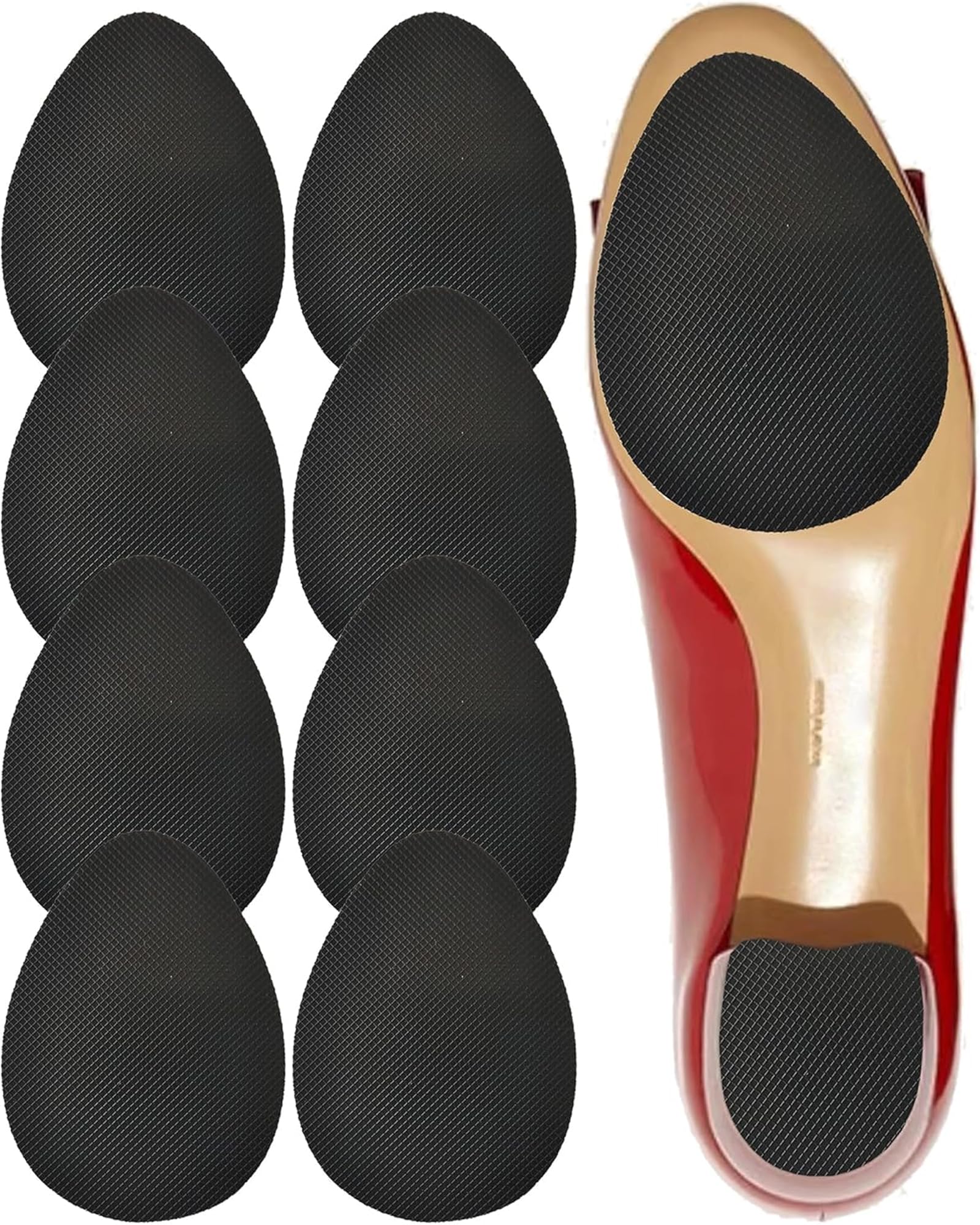 CZBYXA12 Black Grid Shoe Sole Protectors, Oval Non-Slip Sole Pads for Shoes, Anti-Slip Shoe Grips for Bottom of Shoes, Repair & Traction for Slippery