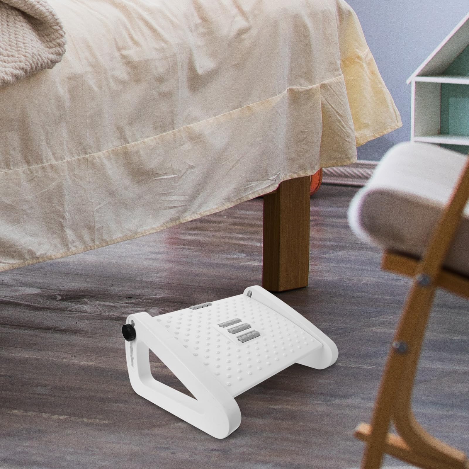 Garneck Reposapiés Buena Capacidad de Carga y Resistencia Presión Ergonómico Ajustable de Plástico Blanco para Oficina Adecuado para Trabajo y Descanso