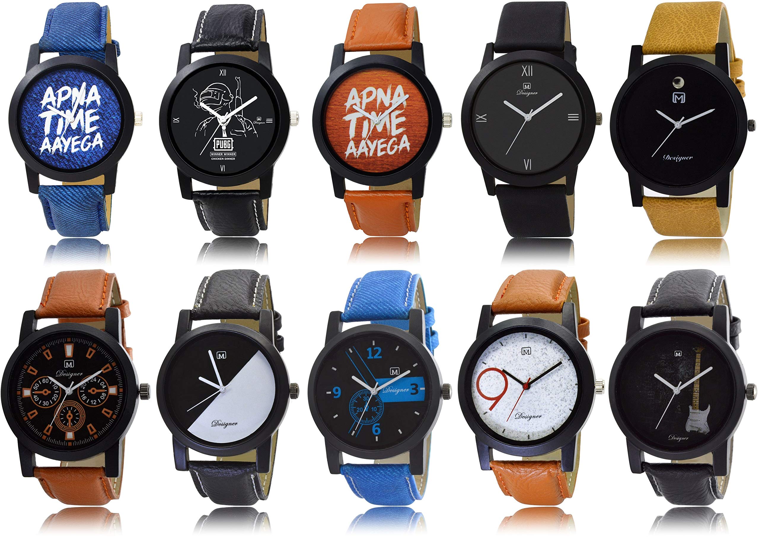 OM DESIGNER Combo Pack of 10 Watches Analogue Multicolored Dial Watch Bulk (B07T2SQ3WB) Amazon Price History, Amazon Price Tracker