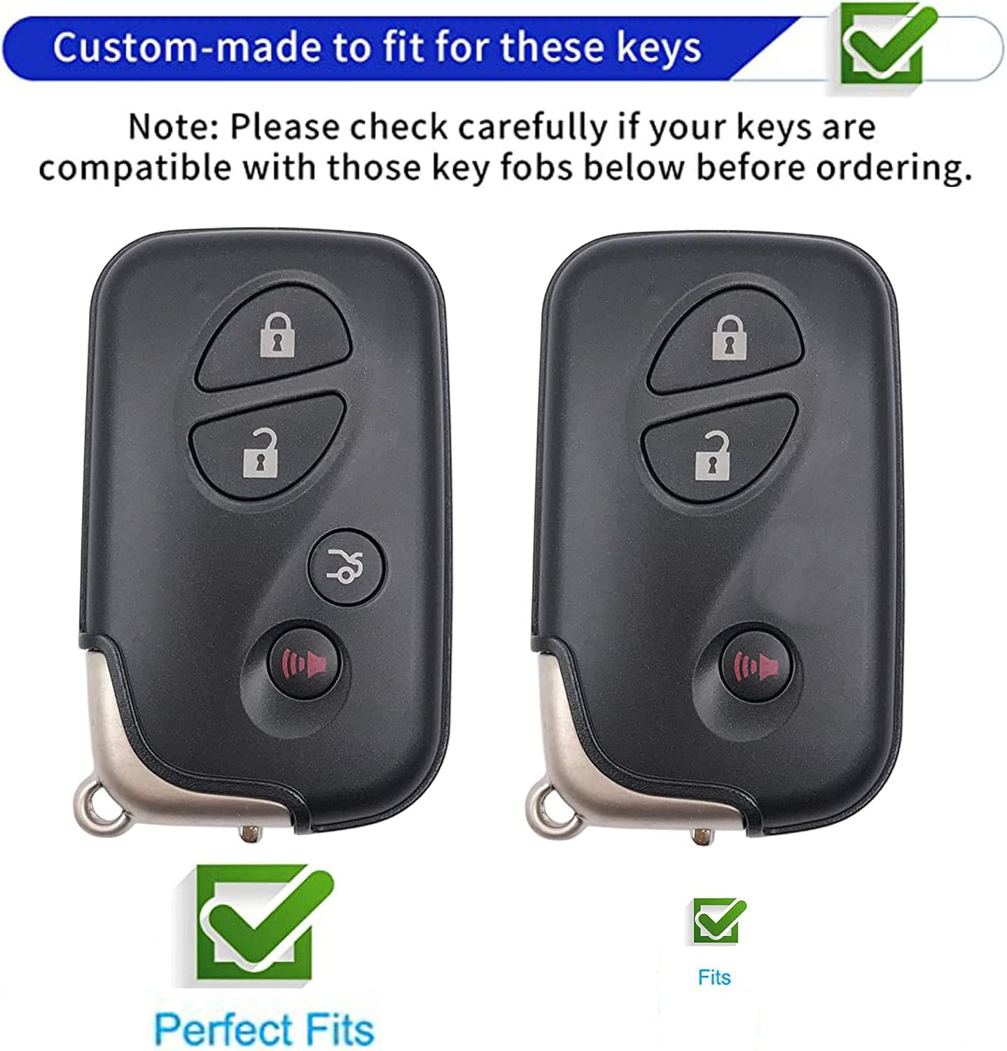 for Lexus Key Fob Shell Cover with Keychain Fit for Lexus ES350 GS300 GS350 GS430 GS450h ISC IS250 IS350 LS460 LS600h Smart Key (Black-Gold) image 2