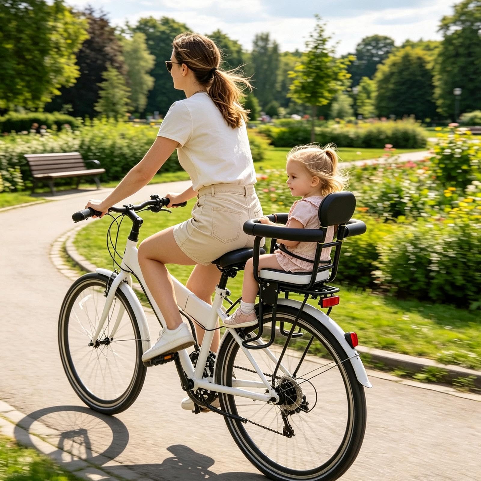 Fotelik Rowerowy dla Dzieci Wygodne Ergonomiczne Szybkie Odpinanie | Fotelik dziecięcy na przód i tył roweru dorosłych Do Podróży Na Świeżym Powietrzu Dojazdów Hulajnogi Jazdy Górskiej Szosowej