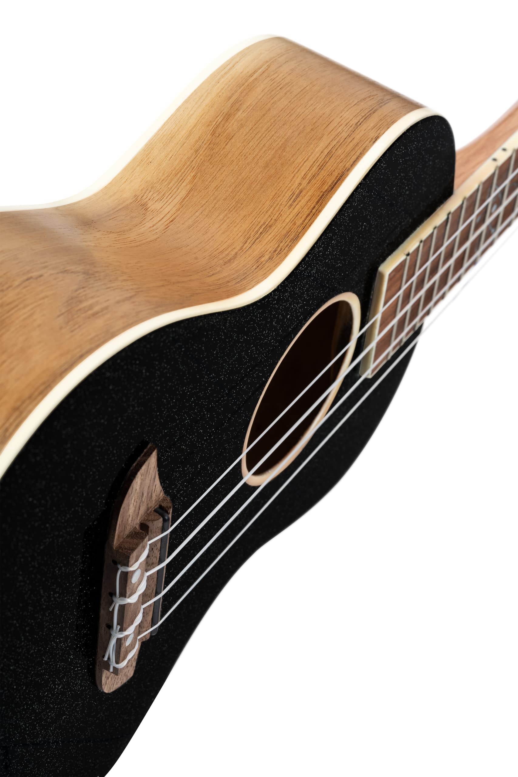 Ortega Guitars Ukulélé Concert Acoustique – Série Element – Housse Incluse – Épicéa, Noir (RUEL-MBK)