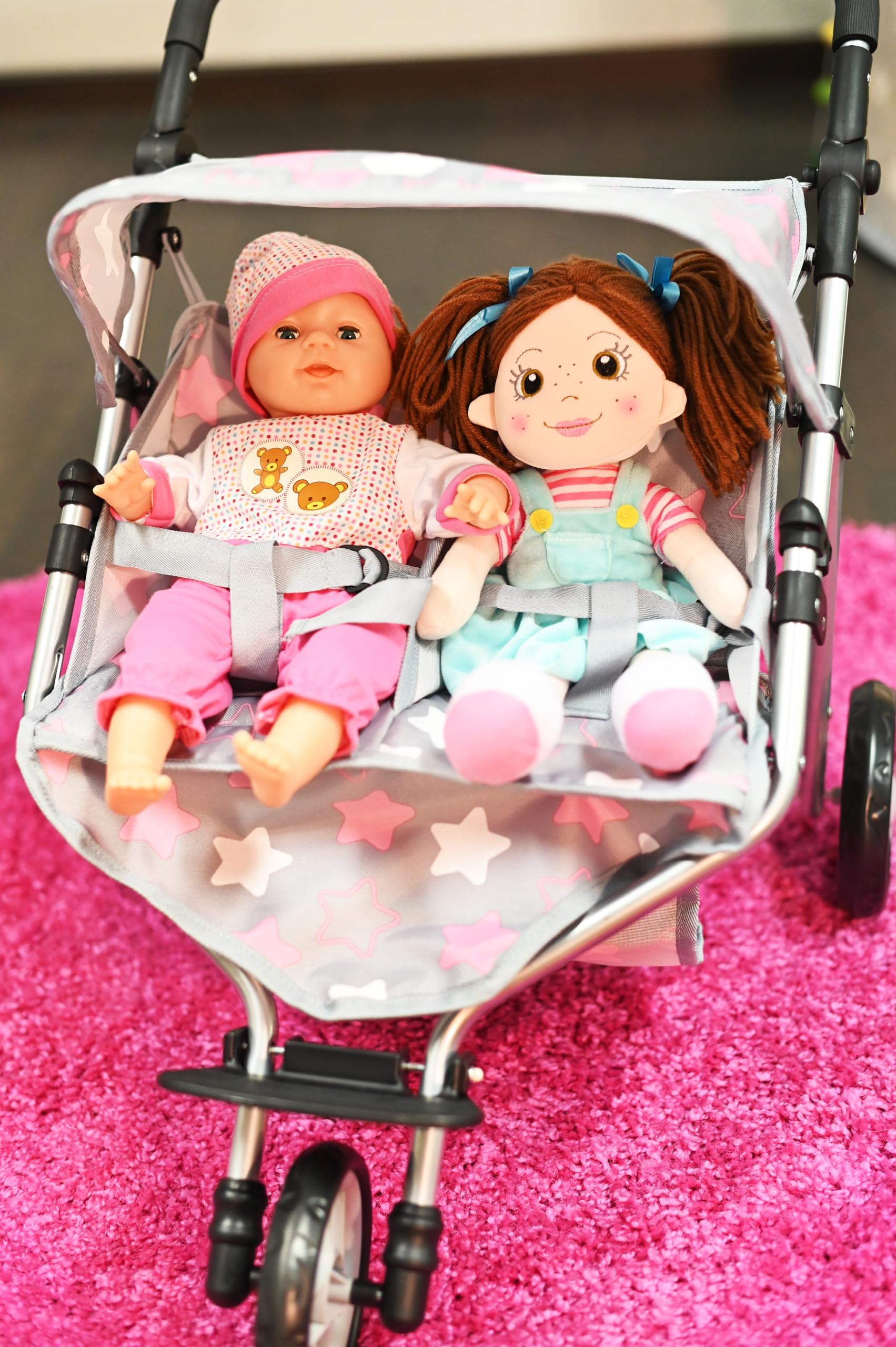 Passeggino Bambole Knorrtoys 16722-Zwillingspuppenwagen Duo Grey