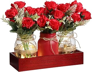 Honeydak 9 Pcs Mason Jar Centerpiece for Dining Room Table with Farmhous...