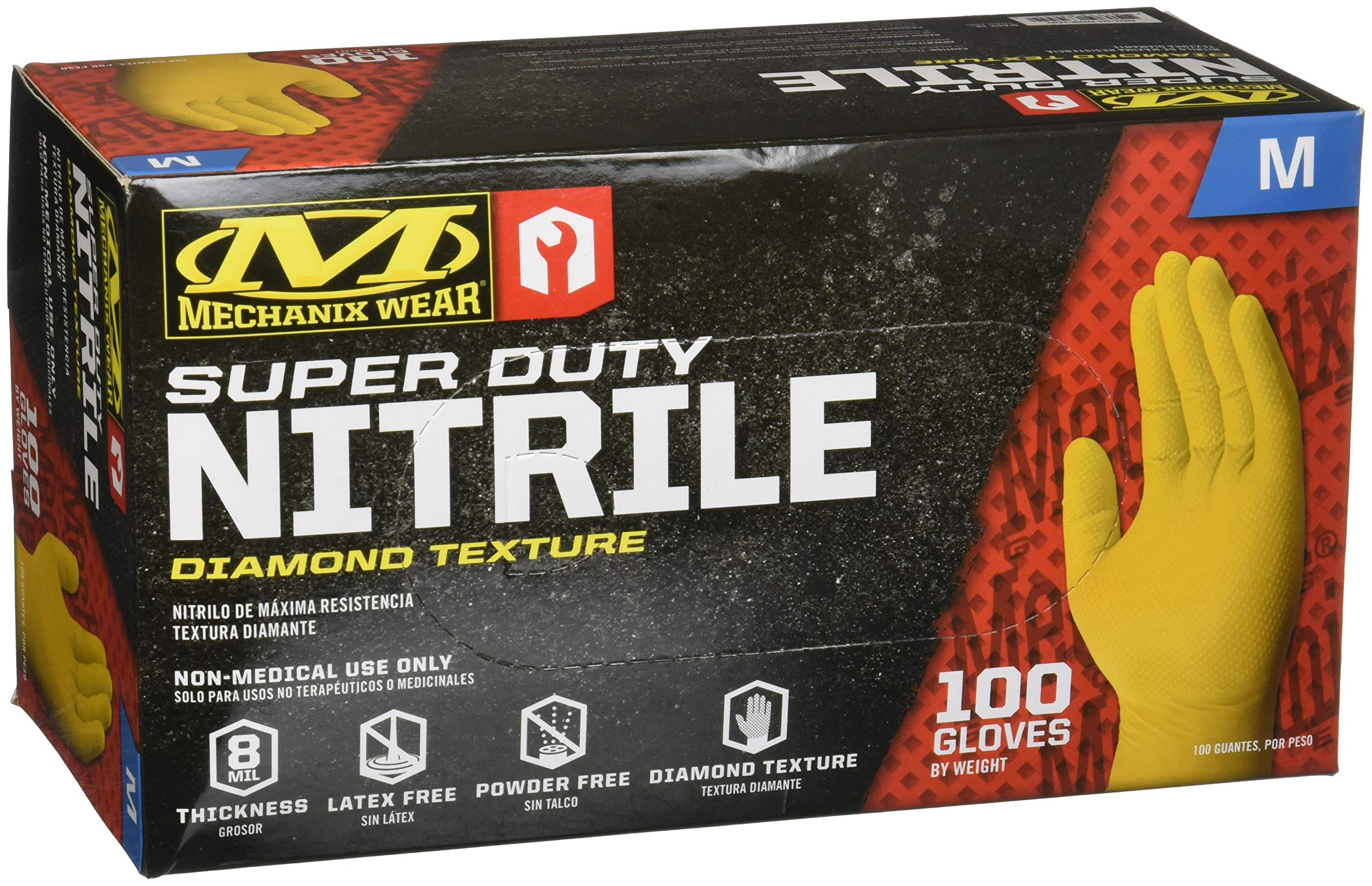 Mechanix Wear D01-01-009-100 - Nitrile Disposable Gloves - Powder Free 8 Mil Diamond Textured (100 Pack)