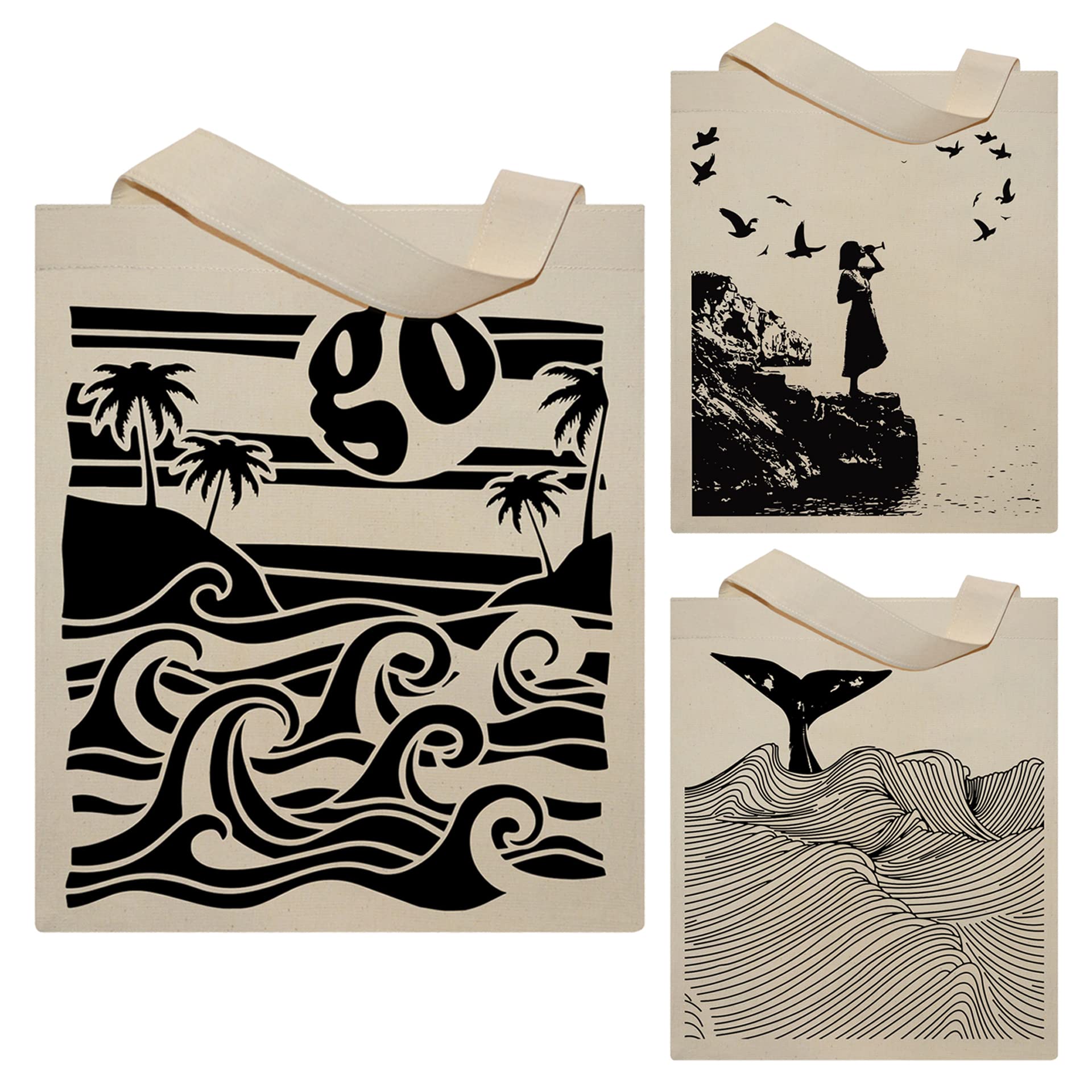 Happydays | Cute Canvas Tote Bags | Durable & Eco-Friendly Cotton | Reusable Book, Beach, Gift or Grocery Bags for Women