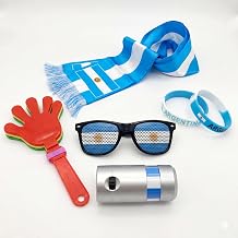 World Cup 2026 Soccer Fan Set 5PCS, Scarf, Face Paint, Cheering Stick,2 Fan Bracelets &amp; Plastic Glasses Accessories, Argentina Football Kit for Match Viewing (Argentina)