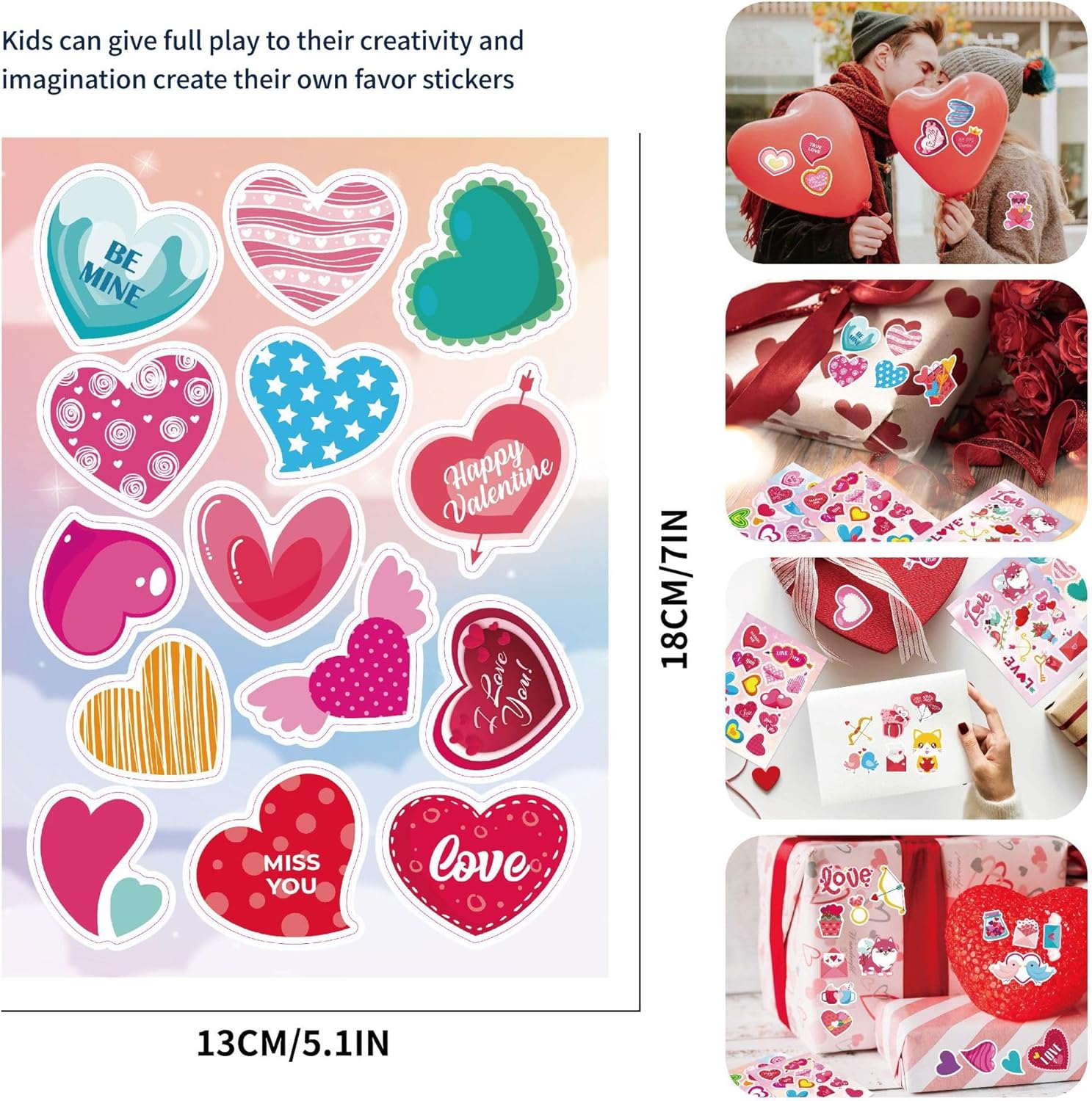 Valentine's Giant Coloring Poster with 110 Stickers - Valentines Day Crafts for Kids Decorations Treats Favors Gifts for Kids Classroom (Valentine's)
