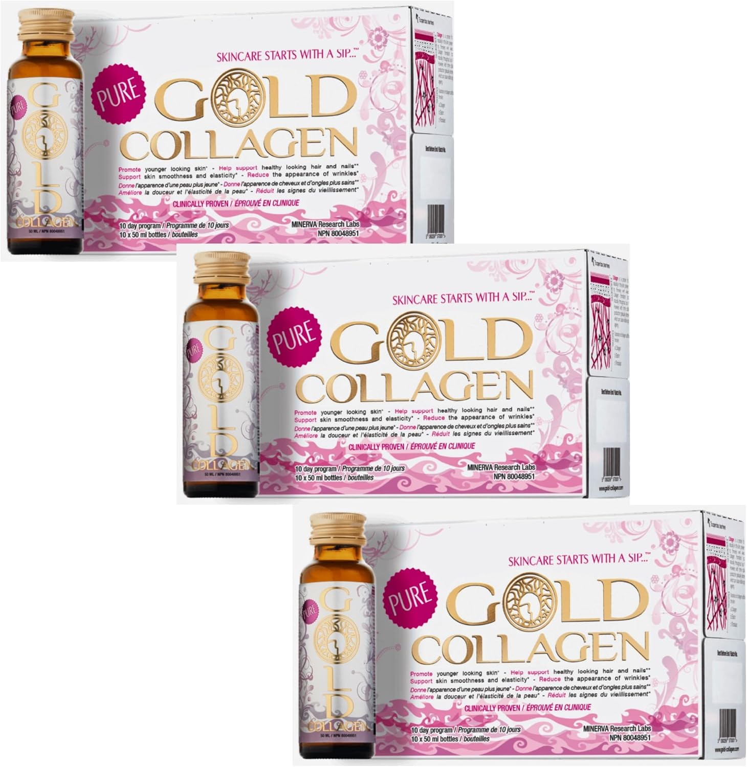 Pure Gold Collagen | The Original #1 Liquid Collagen Peptides Supplement | Hydrolyzed Marine Collagen Drink with Hyaluronic Acid, Borage Oil, Essential Vitamins & Amino Acids for Skin, Hair & Nails | 30 – 50ml bottles | 30 Day Supply Pure Gold Collagen | The Original #1 Liquid Collagen Peptides Supplement | Hydrolyzed Marine Collagen Drink with Hyaluronic Acid, Borage Oil, Essential Vitamins & Amino Acids for Skin, Hair & Nails | 30 – 50ml bottles | 30 Day Supply