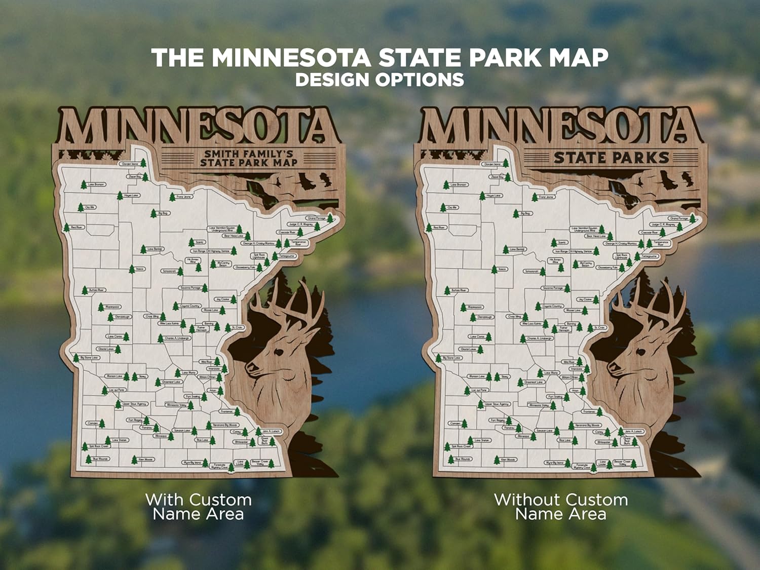 Minnesota Custom State Park Travel Map Sign, 3 Layer Natural Wood Sign, Minnesota State Parks Travel Map, Personalized Minnesota Tracker Map