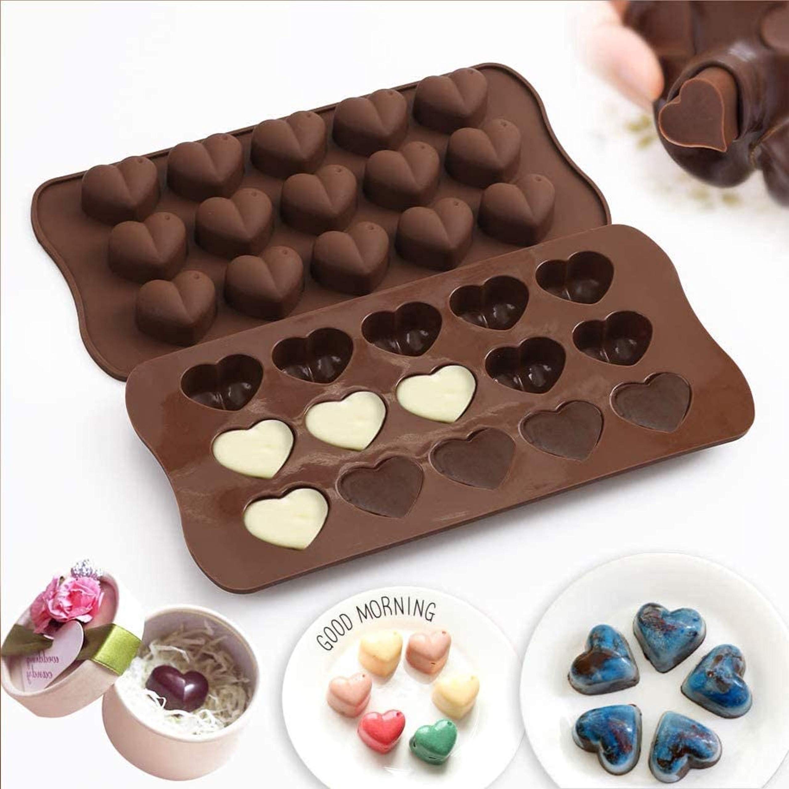 UTD Heart Silicone Mould,for Valentine's Day 15 Hearts Silicon Food Moulds and 300pcs Chocolate Wrappers Doth foil Paper Aluminium 2