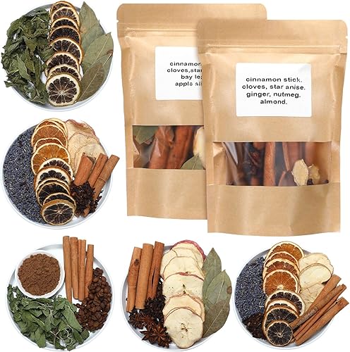 Paquete de 6 ollas de otoño para estufa de otoño, juego de ollas a fuego lento de otoño, rodajas de naranja secas de Navidad, canela, ambientador,