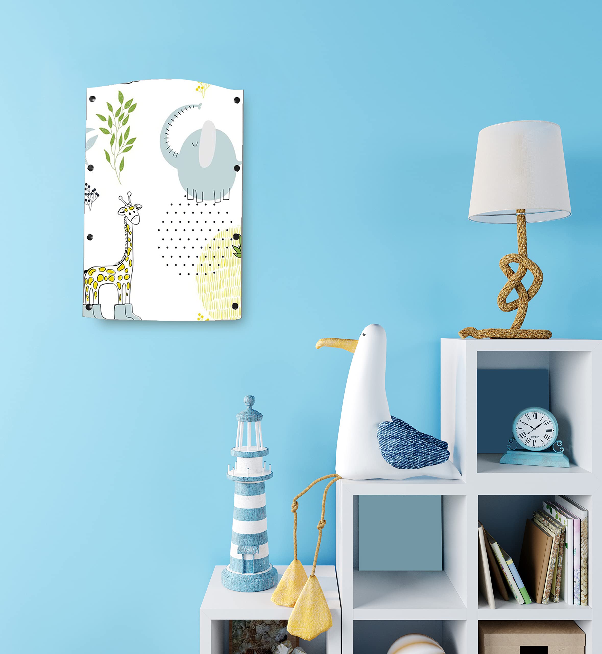 Lampada Applique Mongolfiera Luce Bambini Da Muro Per Camera – Applique idea regalo – Grafica Esaltante – Luce Cameretta Bambini 35x40