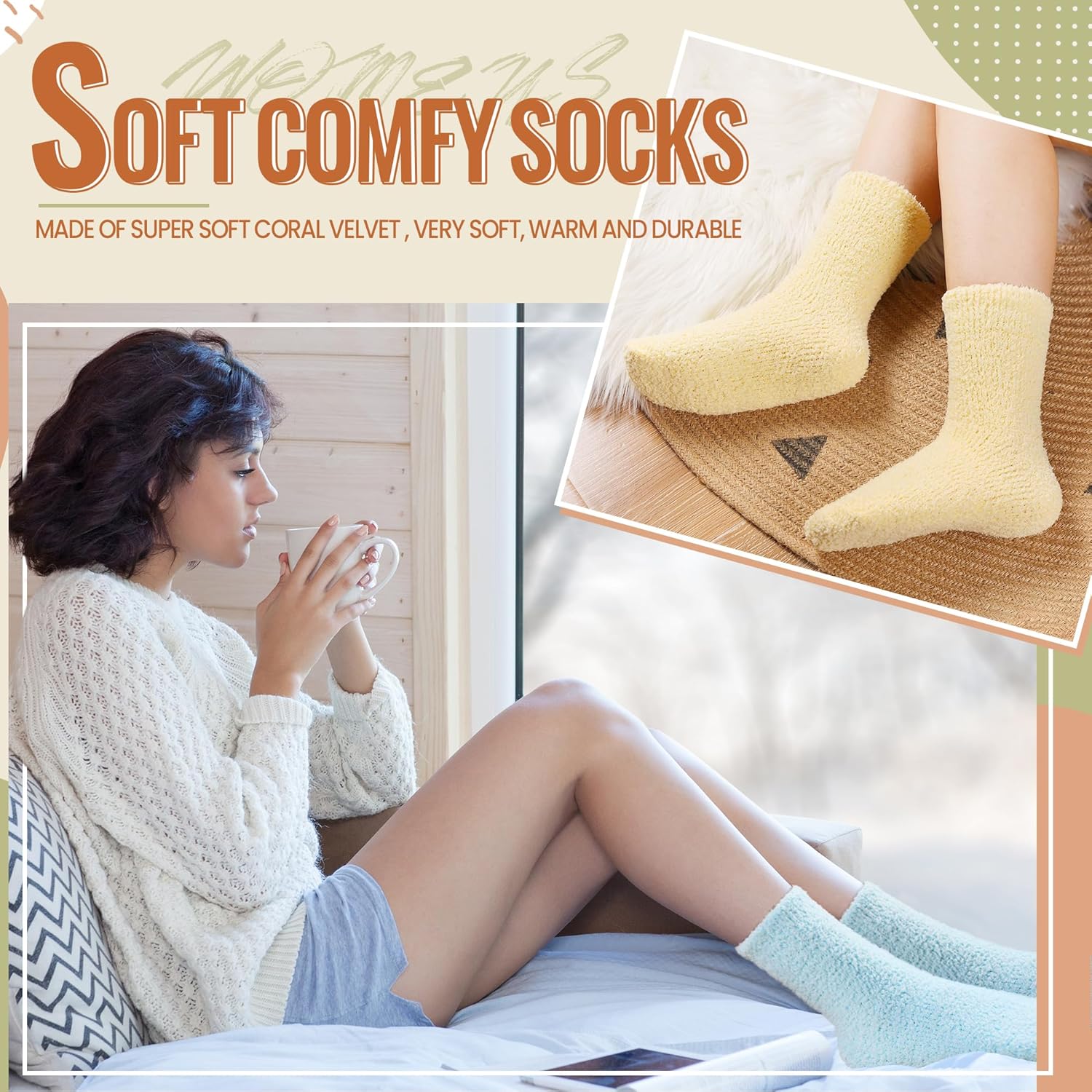 Velice Womens Fuzzy Socks Soft Cozy Fluffy Slipper Winter Warm Plush Sleeping Christmas Socks 5 Pairs - Image 6