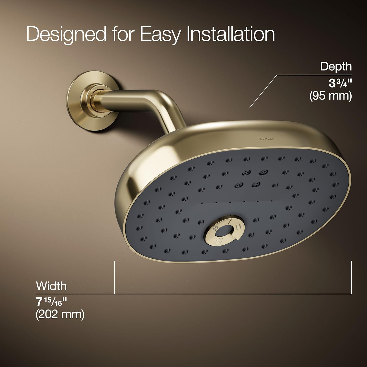 Kohler 26290-AF Statement® Three-function showerhead, 2.5 gpm, Vibrant French Gold