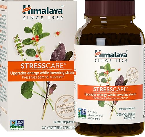 Himalaya Suplemento herbario StressCare, apoya el alivio del estrés, apoyo energético, relajación, insomnio ocasional, Ashwagandha, albahaca