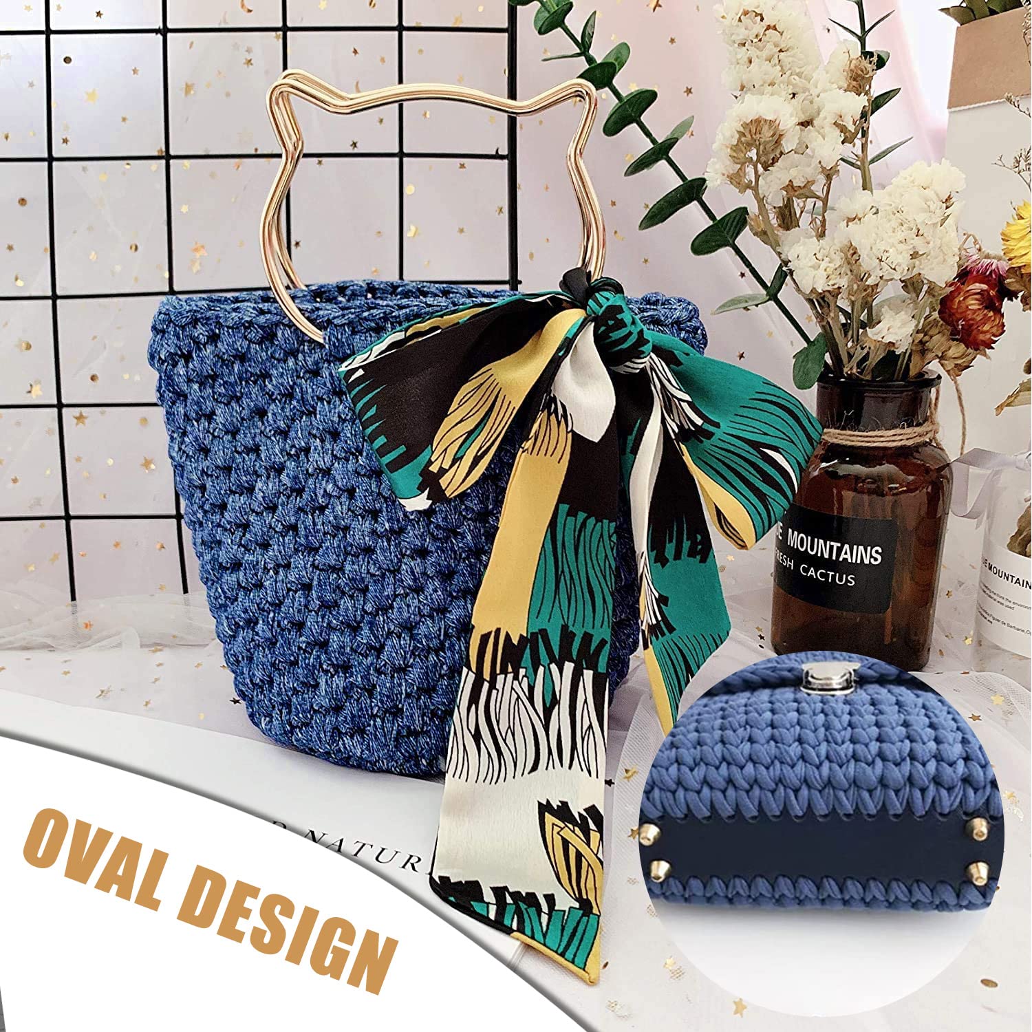 GKZB Fondo per Borsa in Cuoio Fondi per Borse 4Pezzi Fondo Borsa Ovale, Fondo per Uncinetto in Pelle con Fori Accessori per Borse Fai da Te per La Realizzazione di Borsa Uncinetto