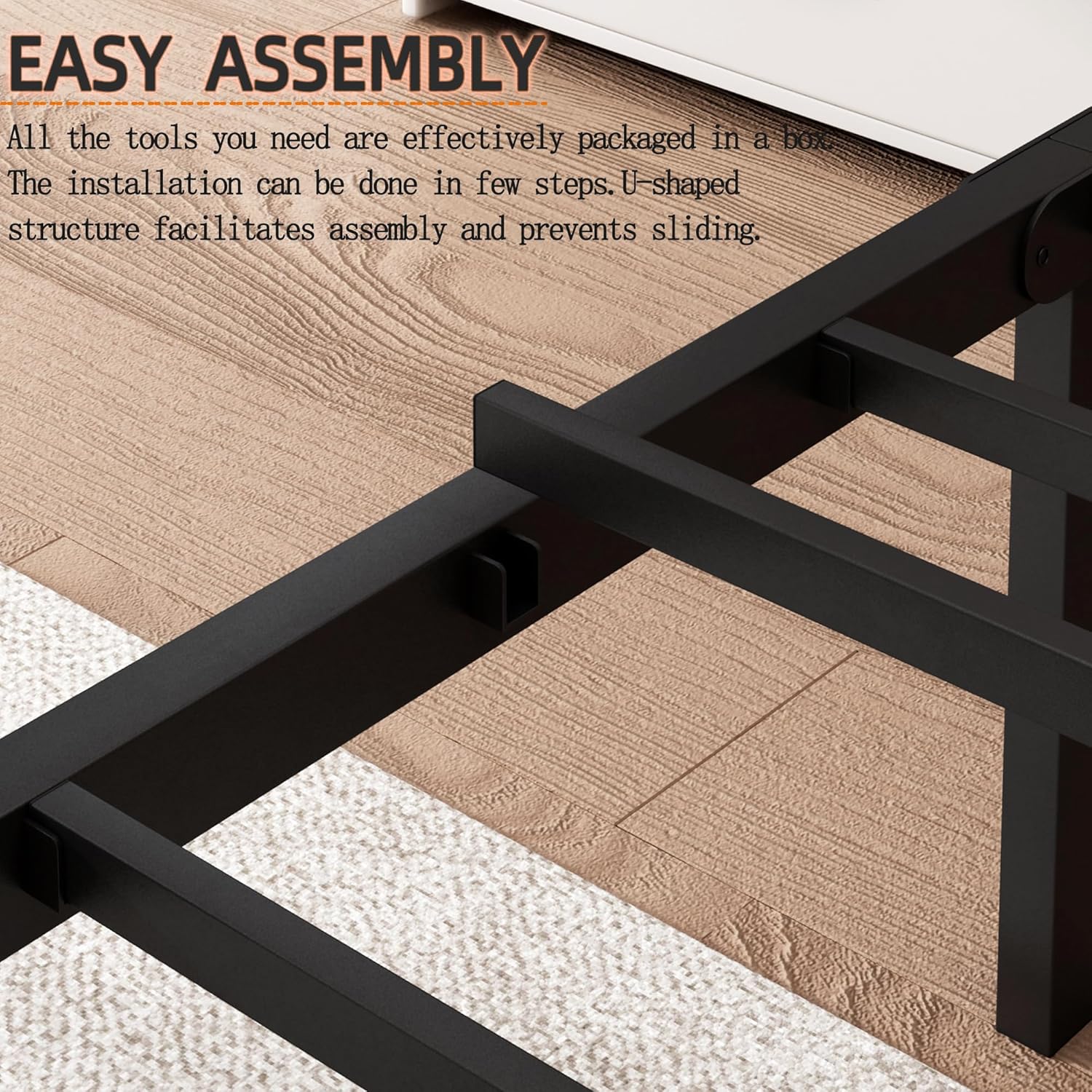 Twin Bed Frame with Headboard,Heavy Duty Steel Slats Support Mattress Foundation-Under Bed Storage, No Box Spring Needed, Noise Free